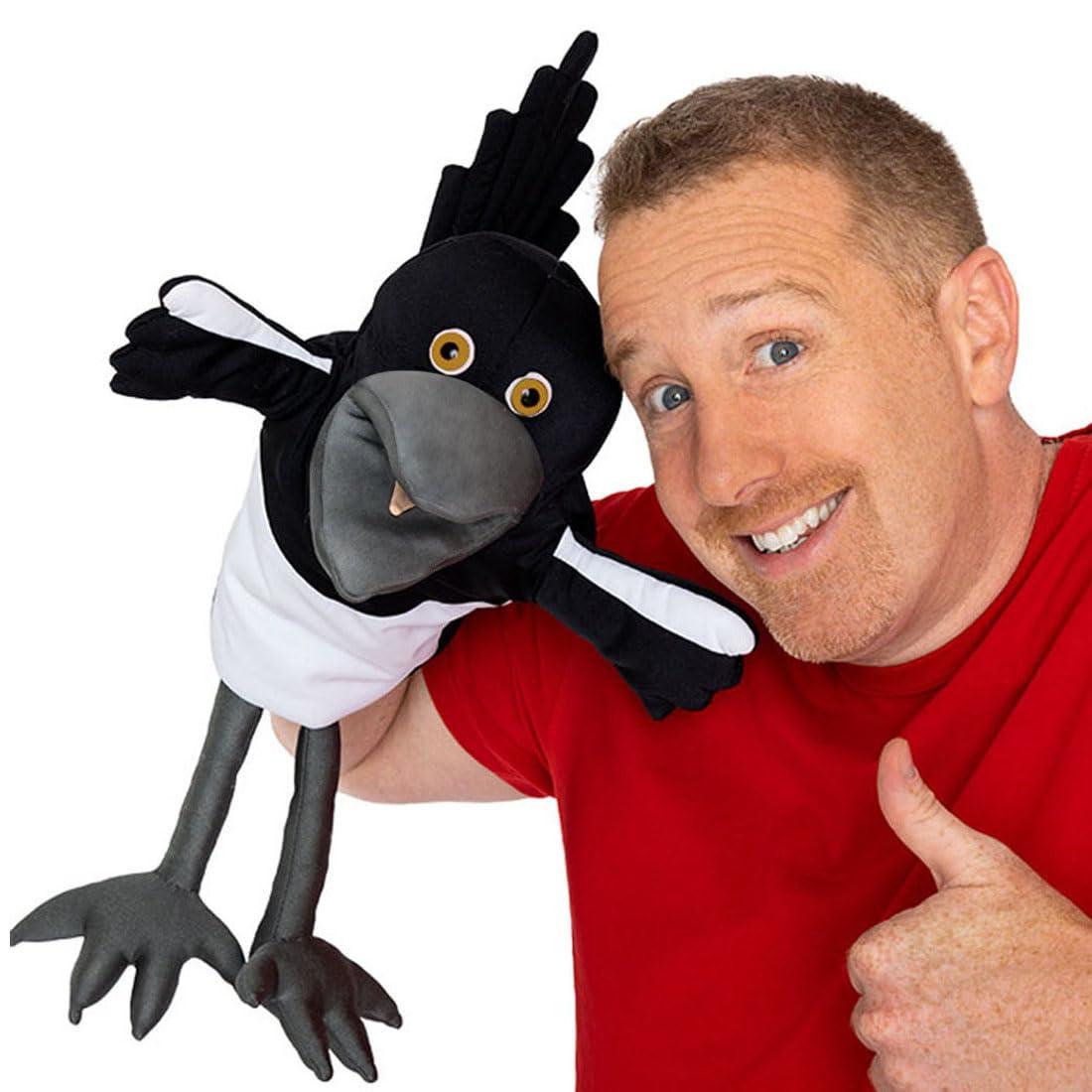 STEVE and MAGGIE Steve and Maggie Plush Toy, Soft Magpie Plush Toy, Bird Hand Puppet, Bird Puppet, Educational Bird Toys, Sensory Toys, Animal Puppet for Kids (Big)