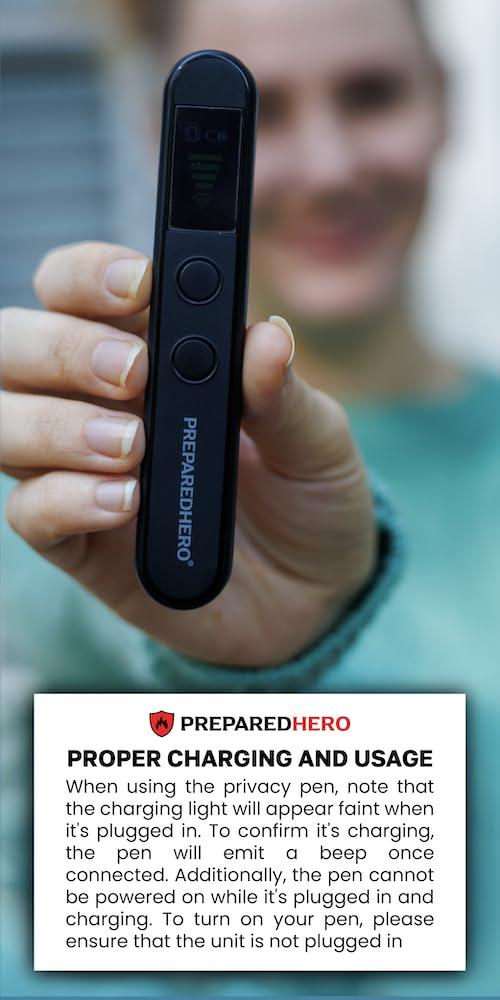 Prepared Hero Prepared Hero Privacy Pen - 4 Pack - Hidden Camera Detector - GPS Tracker Detector - Listening Device Detector - Bug Sweeper - Spy Camera Finder - Hidden Camera Detector for Travel