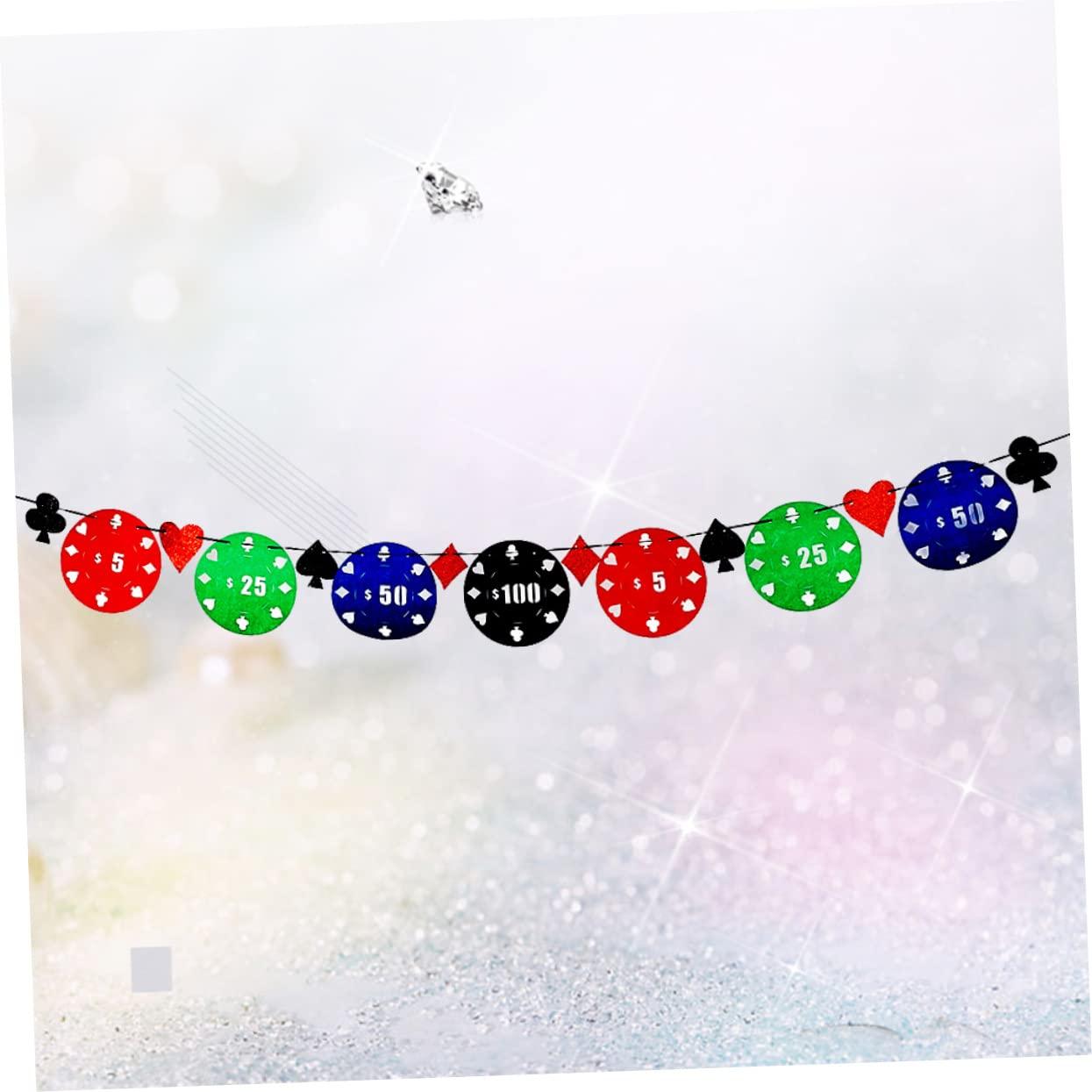 ibasenice ibasenice 1pc Hen Party Supplies Party Supplies Las Vegas Banner Poker Banner Birthday Bunting Banners Hens Bachelorette Party Props Decorations Bride At Night