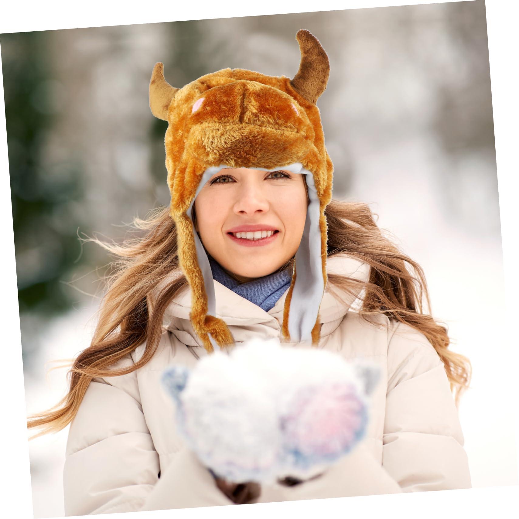 FAVOMOTO FAVOMOTO 1 x Cow Hat with Moving Ears Plush and Pp Cotton Winter for Children with Lights
