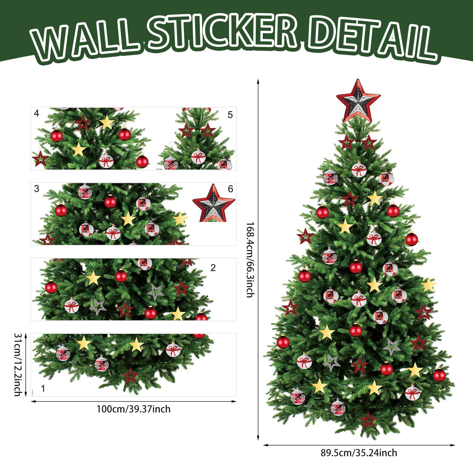 Kasubeso Kasubeso 66 x 33 inch Large Christmas Tree Wall Decal, Pine Tree Wall Decor, Christmas Tree Wall Stickers for Bedroom Office Living Room Home Decoration