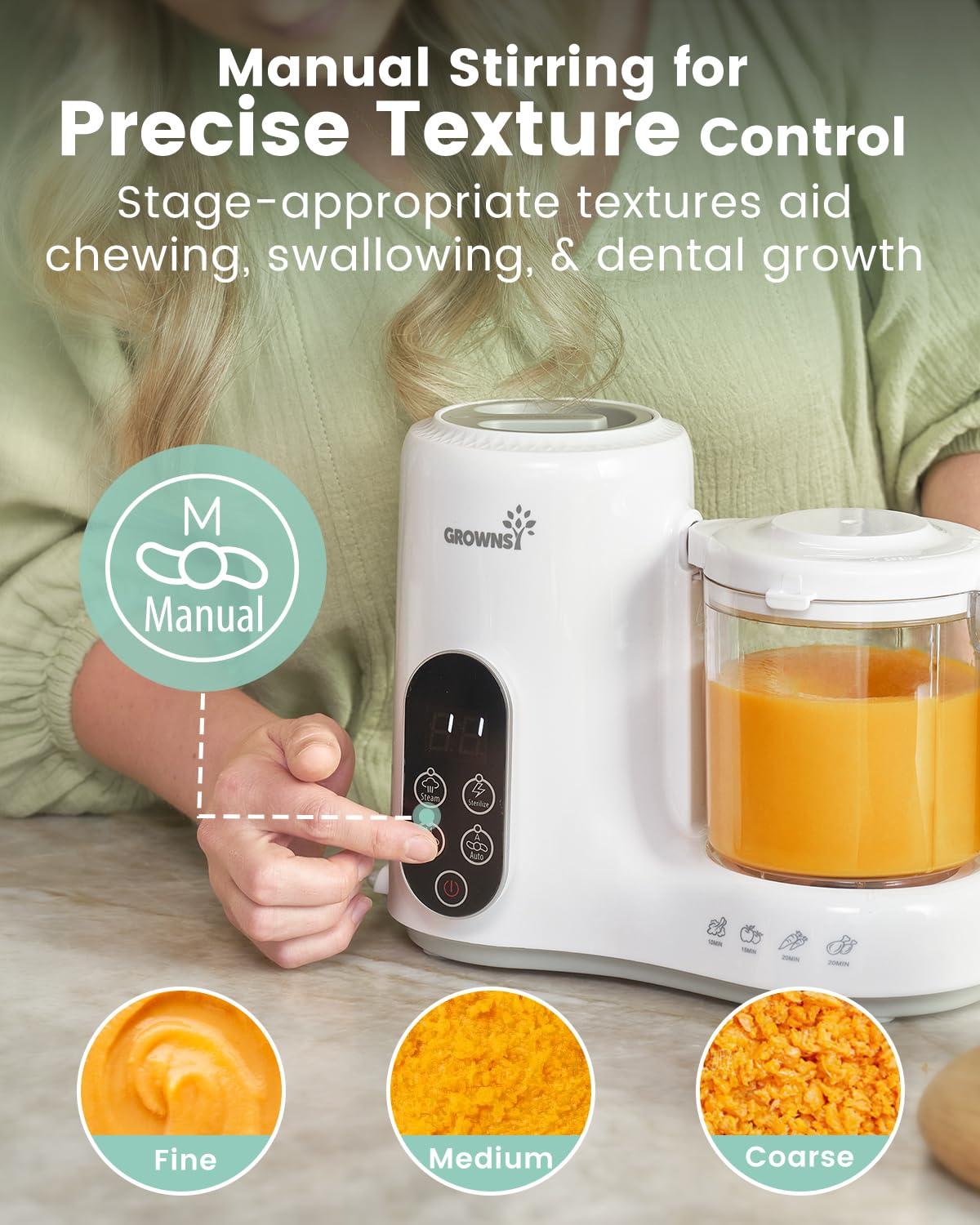 GROWNSY GROWNSY Baby Food Maker with Steam Basket, One Step Baby Food Processor Steamer Puree Blender Grinder Mills Machine, Auto Cooking Grinding and Sterili-zing for Healthy Homemade Baby Food, BPA-Free