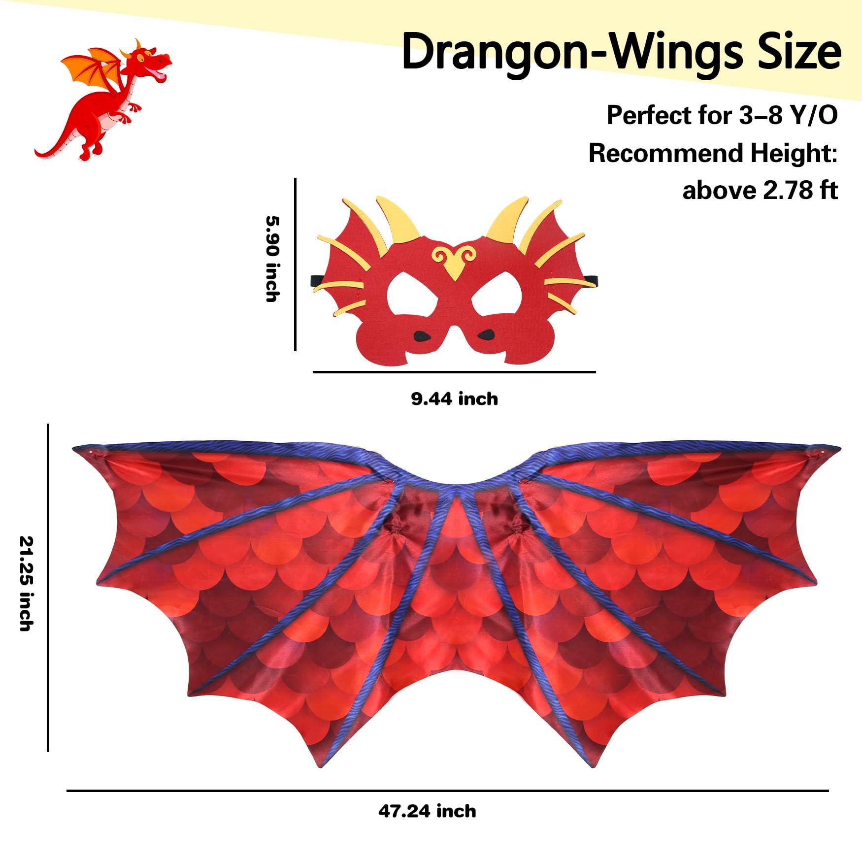 Creatoy Creatoy Dragon-Wings bulk Kids Dress-Up Costume for Boys Girls Dinosaur Cape with dragon masks Toddler Dragon Party decorations Birthday Gifts Halloween Supplies