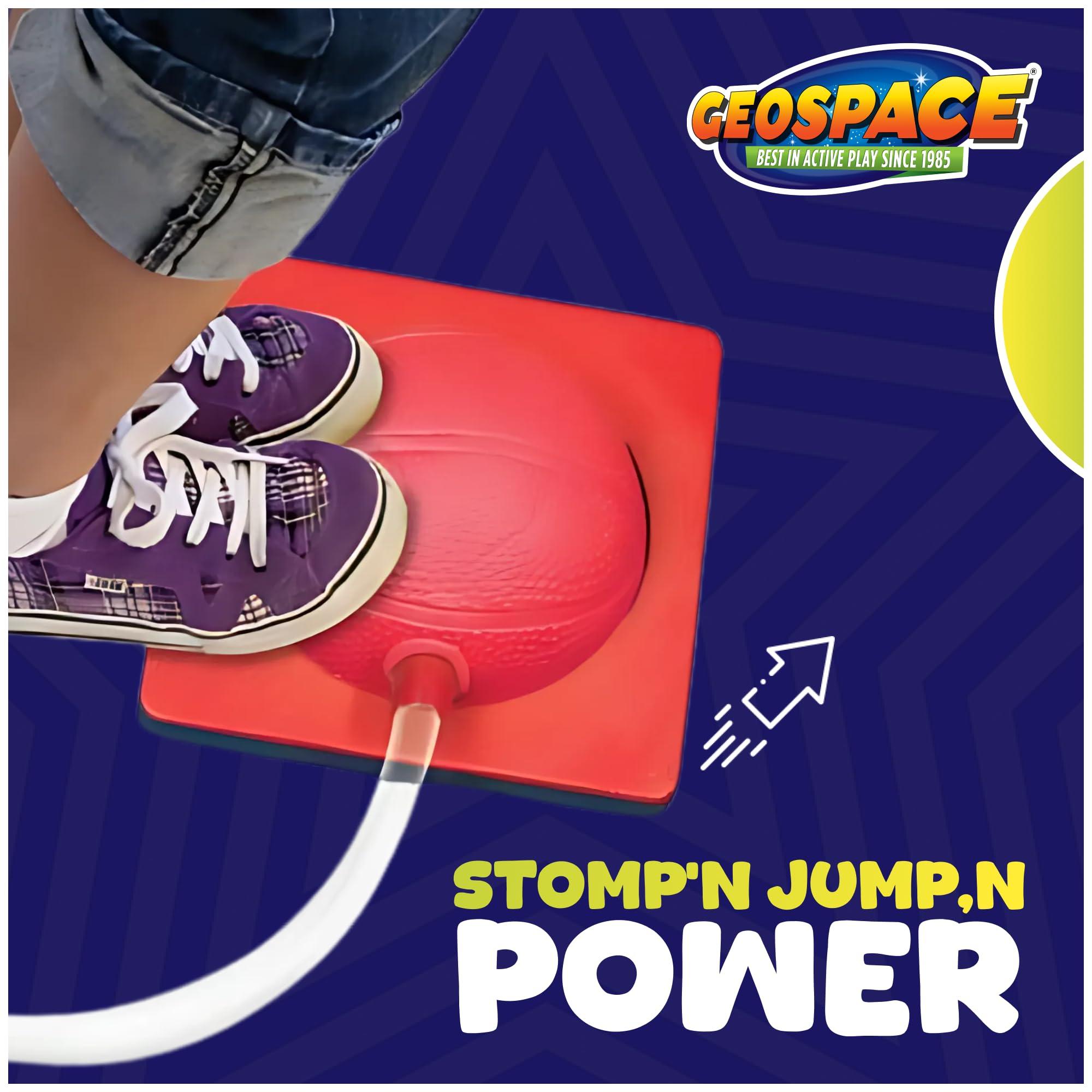 Geospace Geospace Jump Rocket Deluxe Size Set Single Pump 6 Flying Foam Rockets Outdoor Toys for Kids, Boys & Girls Stomper Rocket Set Leg Powered Stomper Rockets Toy - Cool Toys for Fun