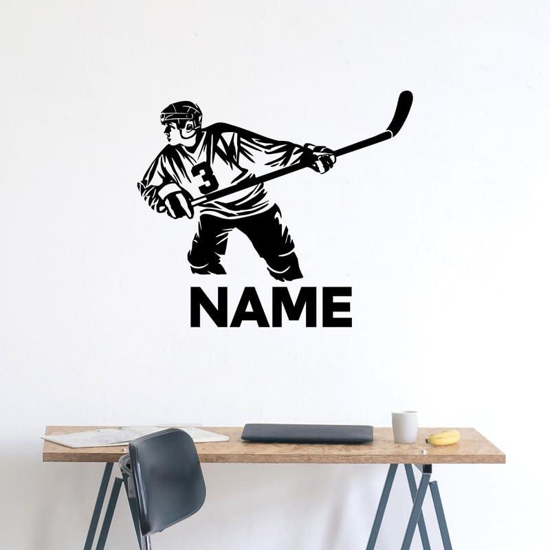 A TOP DESIGN Hockey Wall Sticker - Personalized Hockey Wall Decor - Hockey Decal Wall - Hockey Vinyl Decal - Hockey Wall Decals Bedroom