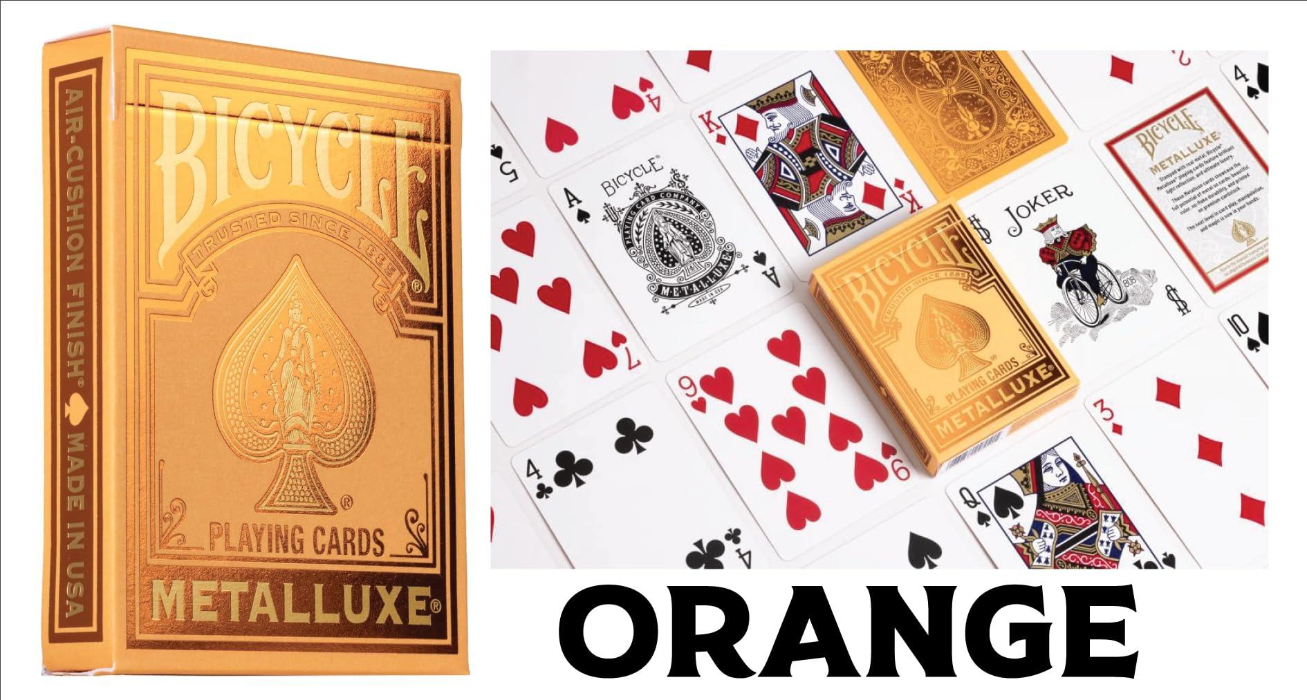 Straight Poker Supplies Straight Poker Supplies Premium Metalluxe Bicycle Playing Cards Collector\'s Bundle - Set of 6 Decks in Stunning Gold, Green, Red, Silver, Orange, and Blue Finishes