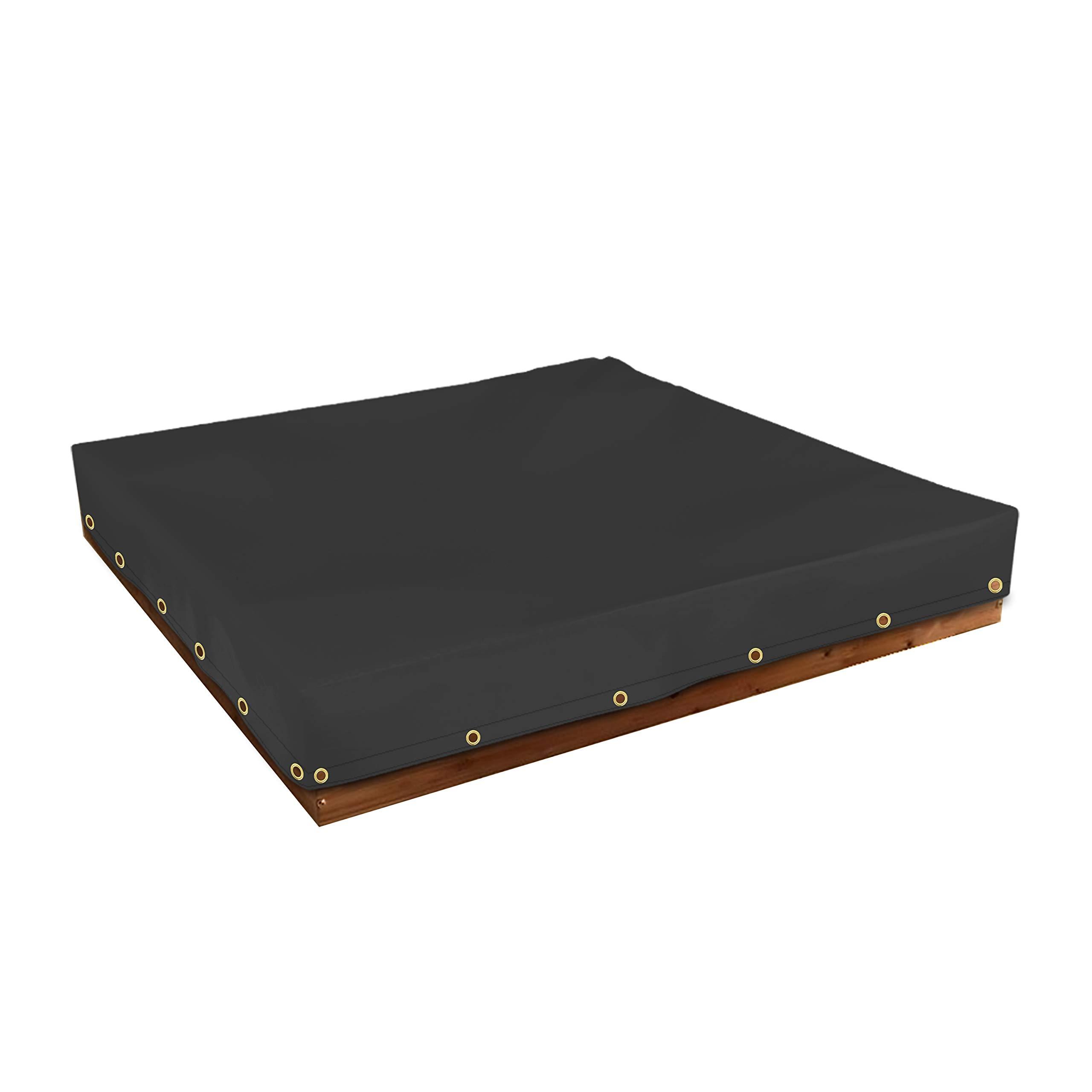 Covers & All Sandbox Cover 18 Oz Waterproof - Sandpit Cover 100% Weather Resistant with Metal Grommets (60" W x 60" D x 8" H, Black)