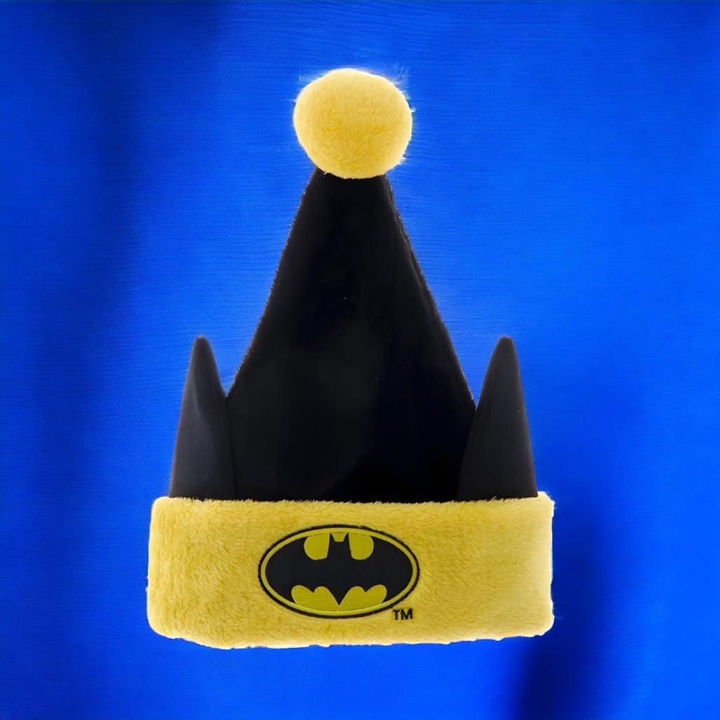Kurt Adler Kurt Adler DC Comics Batman Santa Hat with Bat Ears, One Size, Black and Yellow, 100% Polyester, BM7241