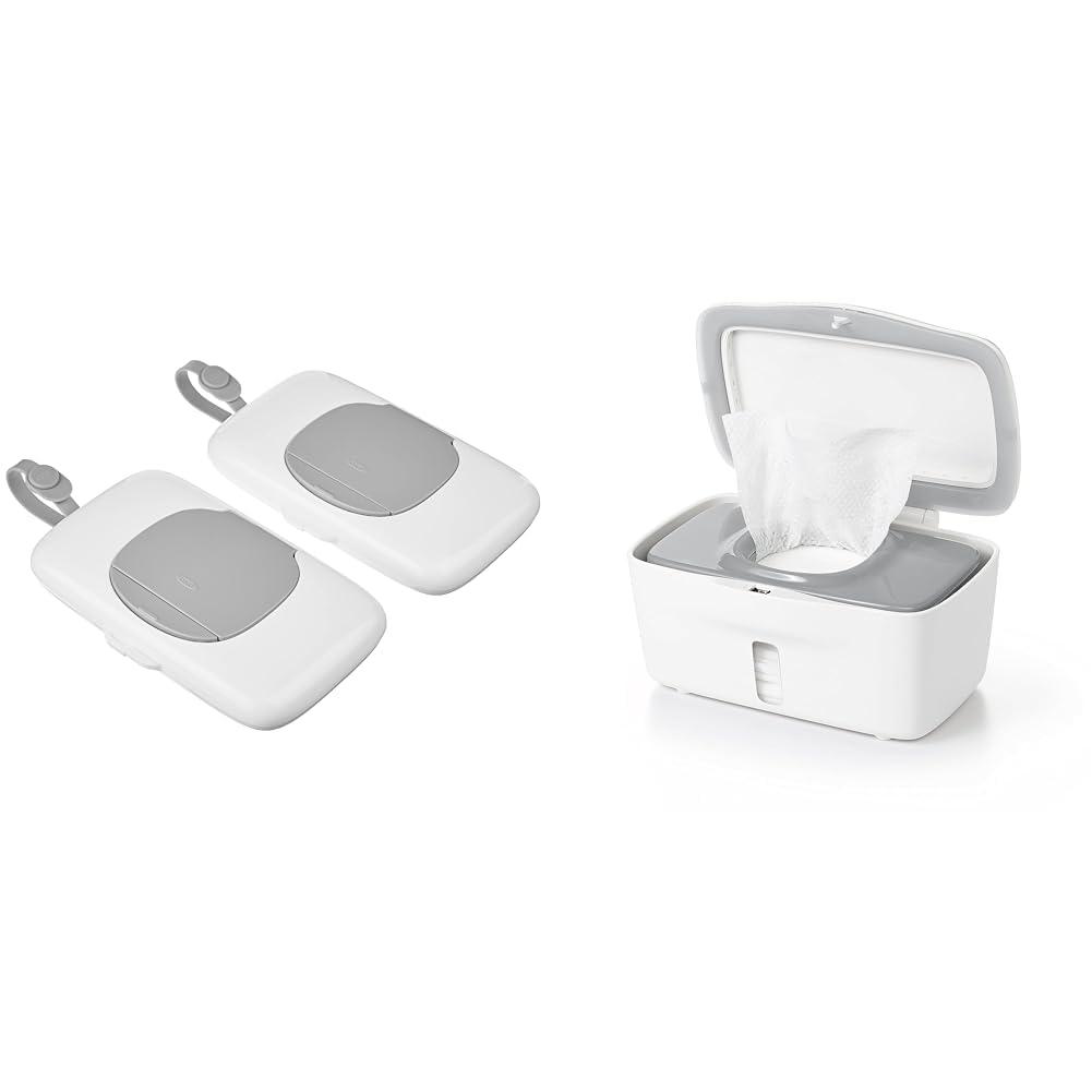 OXO OXO Tot On The Go Wipes Dispenser - 2 P ack & Tot Perfect Pull Wipes Dispenser - Gray, 1 Count (Pack of 1)