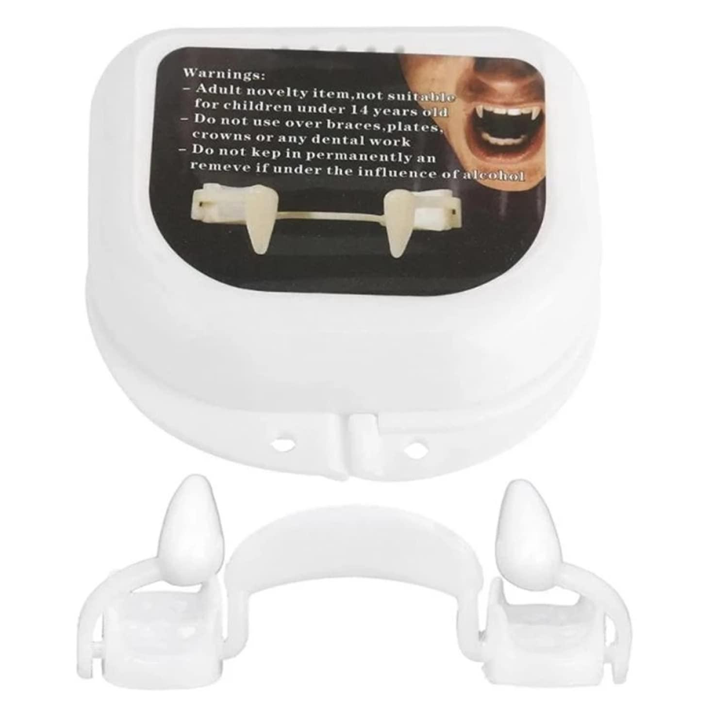 Dzrige Dzrige Halloween Retractable Vampire Fangs Scary Creepy Plastic Vampire Fake Teeth for Cosplay Party Props Halloween Carnival Party Fangs Favors