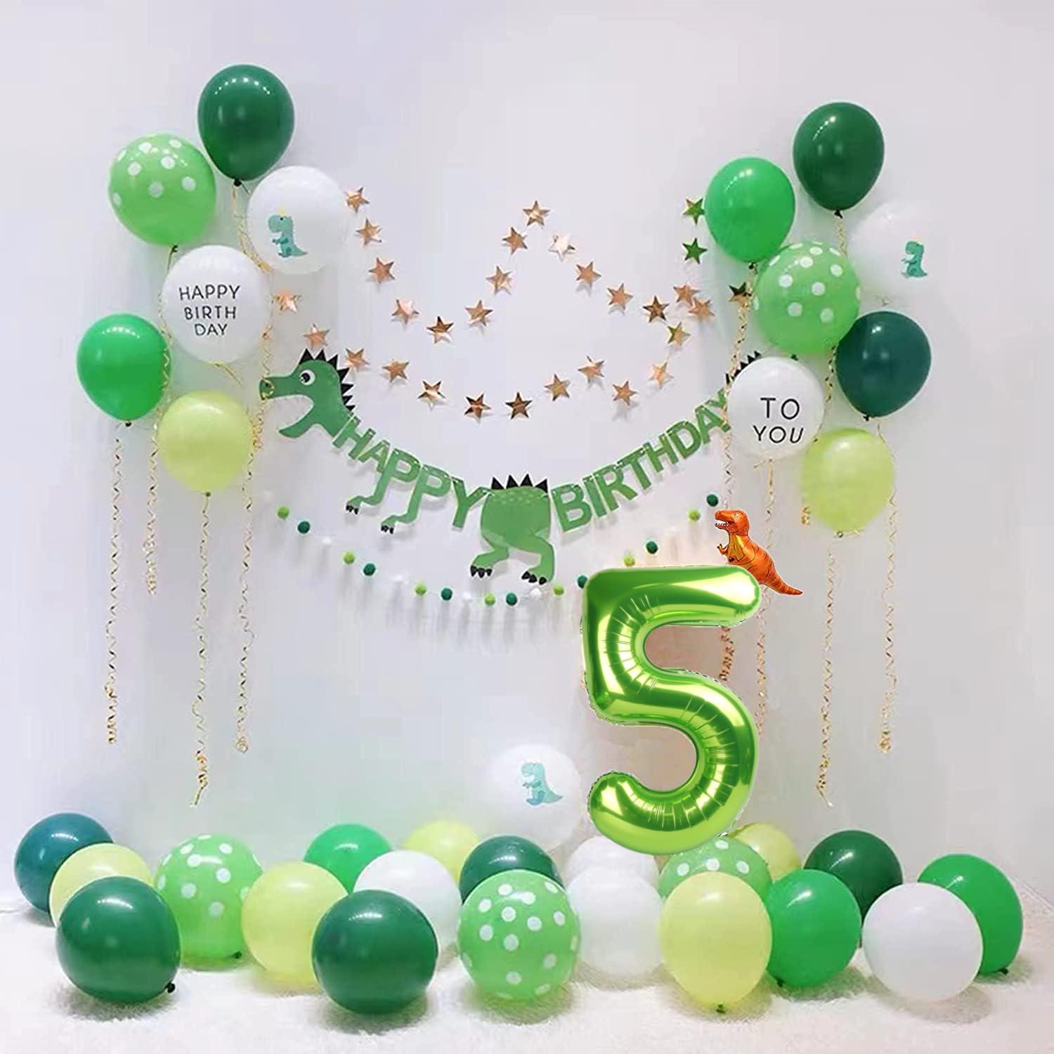Mluchee Number 5 Balloon 40 Inch Minecraft Birthday Decorations Light Green Big Number Balloons, Five Year Old Balloon Decorations, 5 15 Number Balloons Dinosaur Jungle Safari Party Supplies