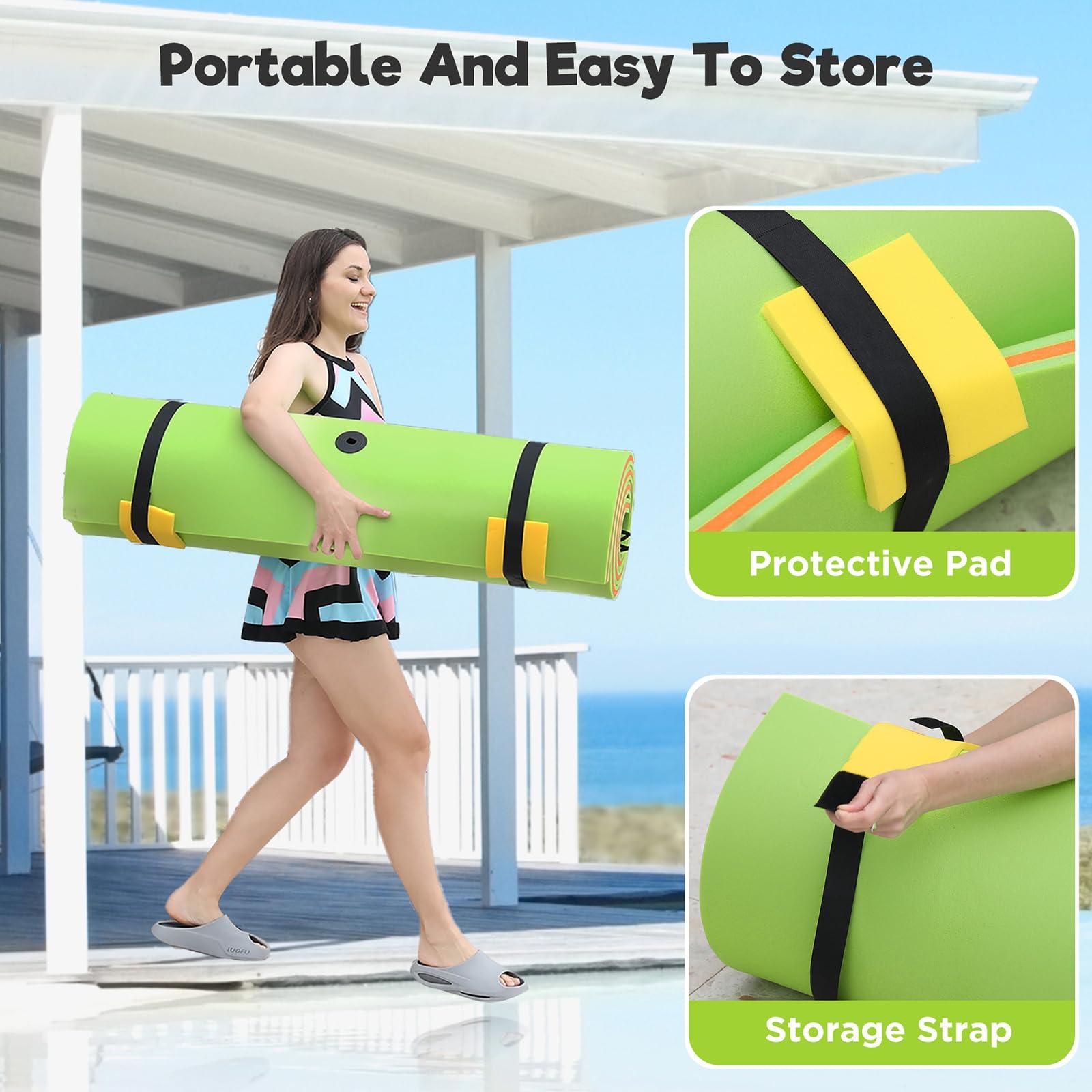 WARMOUNTS WARMOUNTS Floating Water Pad for 2 Person, 8 x 4 FT Tear-Resistant 3-Layer XPE Foam Floating Mat Recreation & Relaxing for Lake Pool River Ocean Boats Outdoor Water Activities