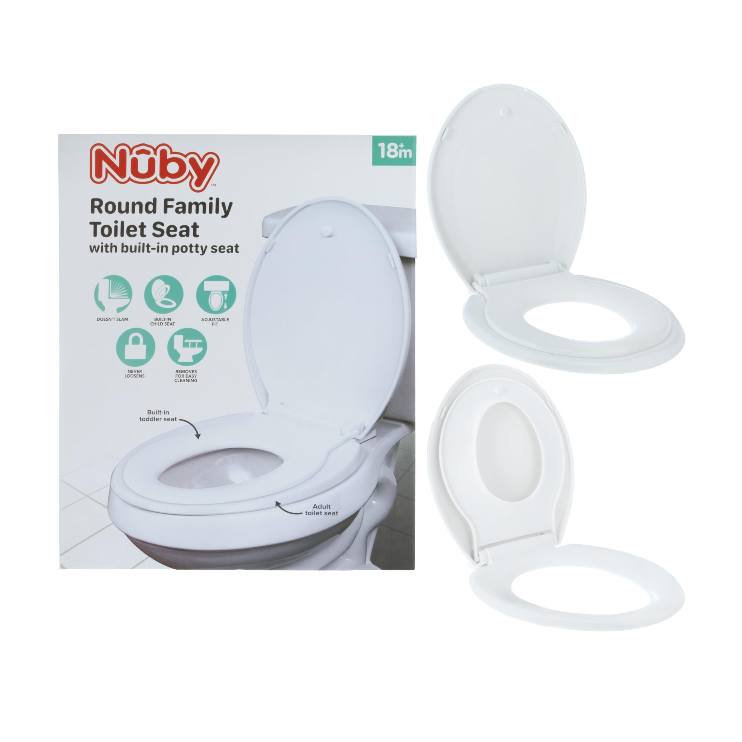 Nuby Nuby Family Toilet Seat - Built-in Potty Training Toilet Seat - Fits All Round Toilets - Secure and Wiggle-Free - Easy to Install and Remove