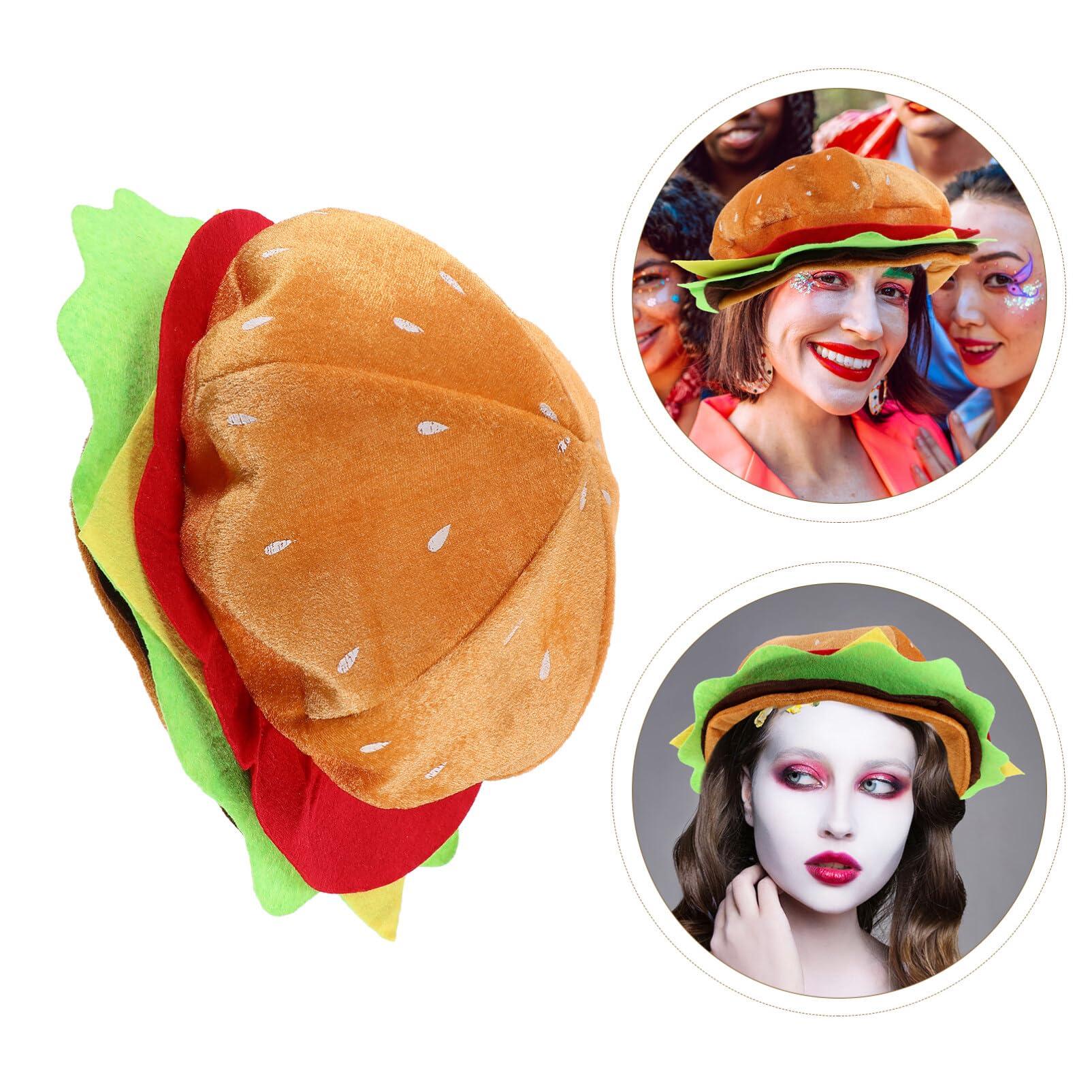 STOBAZA STOBAZA Funny Hamburger Hat, Food Cheeseburger Headgear Hat for Funny Party Hat Soft Plush Burger Hat, Crazy Silly Costume Hat Headwear for Halloween Party Role Play Dress Up, One Size Fits