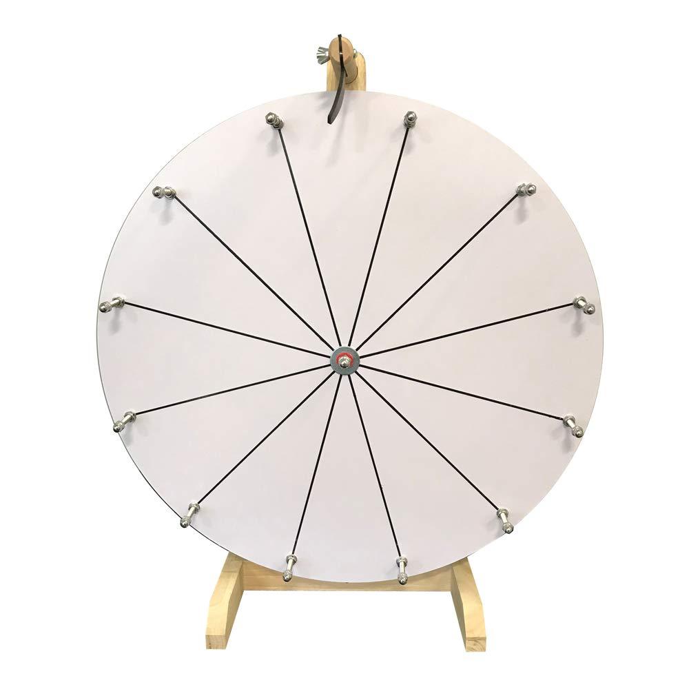 WoodWell WoodWell 20 Inch Tabletop Spinning Prize Wheel w/Wood Stand | Dry Erase | 12 Customizable Slots | Casino Games | Family Night | Classrooms | with Markers and Eraser
