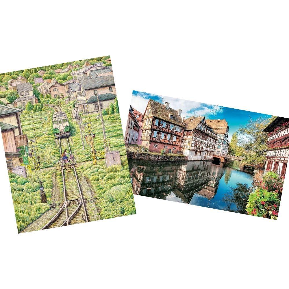 Pintoo Pintoo - Two Plastic Jigsaw Puzzles Bundle - 4000 Piece - Strasbourg, Petite France and 1200 Piece - Tadashi Matsumoto - Fading Shadow [H1755+H2317]