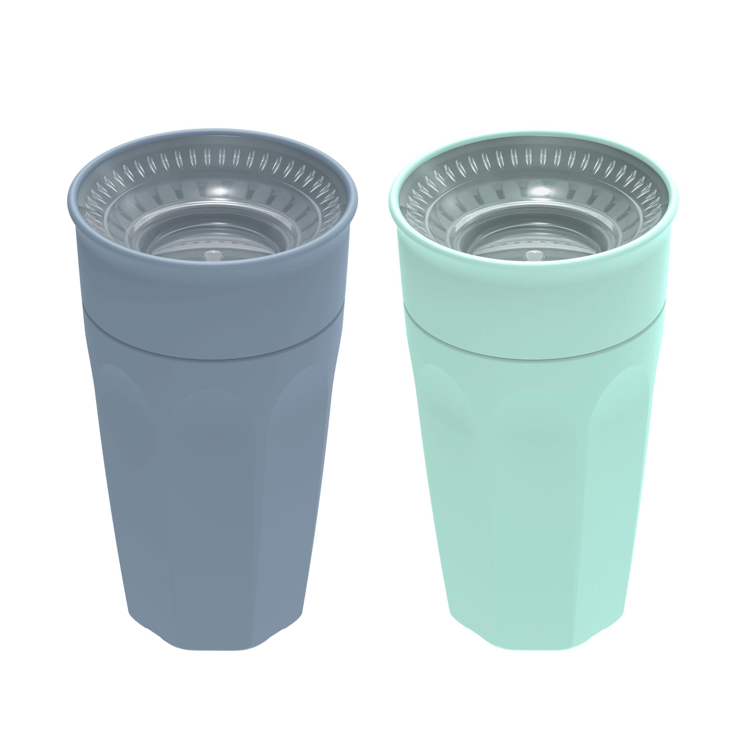 Dr. Brown's Dr. Brown's Milestones Cheers 360 Training Cup for Toddlers & Babies, Leak-Free Sippy Cup, Blue/Aqua, 10oz/300mL, 9m+, 2 Pack (Colors May Vary)