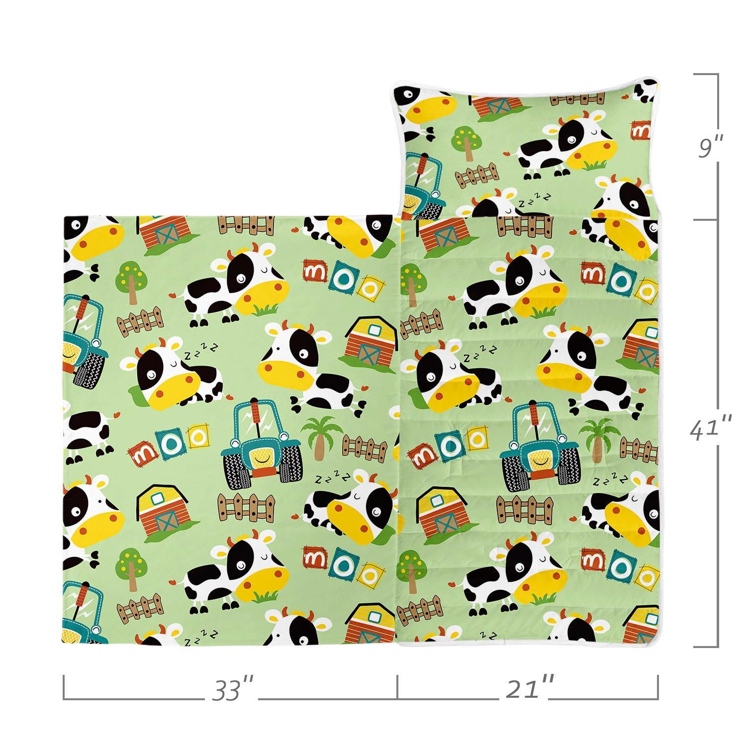 Datura home Datura home Nap Mat -Cute Cows Sleeping Bag with Removable Pillow - Daycare and Sleepovers Preschool Kindergarten Bedding Set for Kids Toddler Boys Girls(Cute Cows Large)