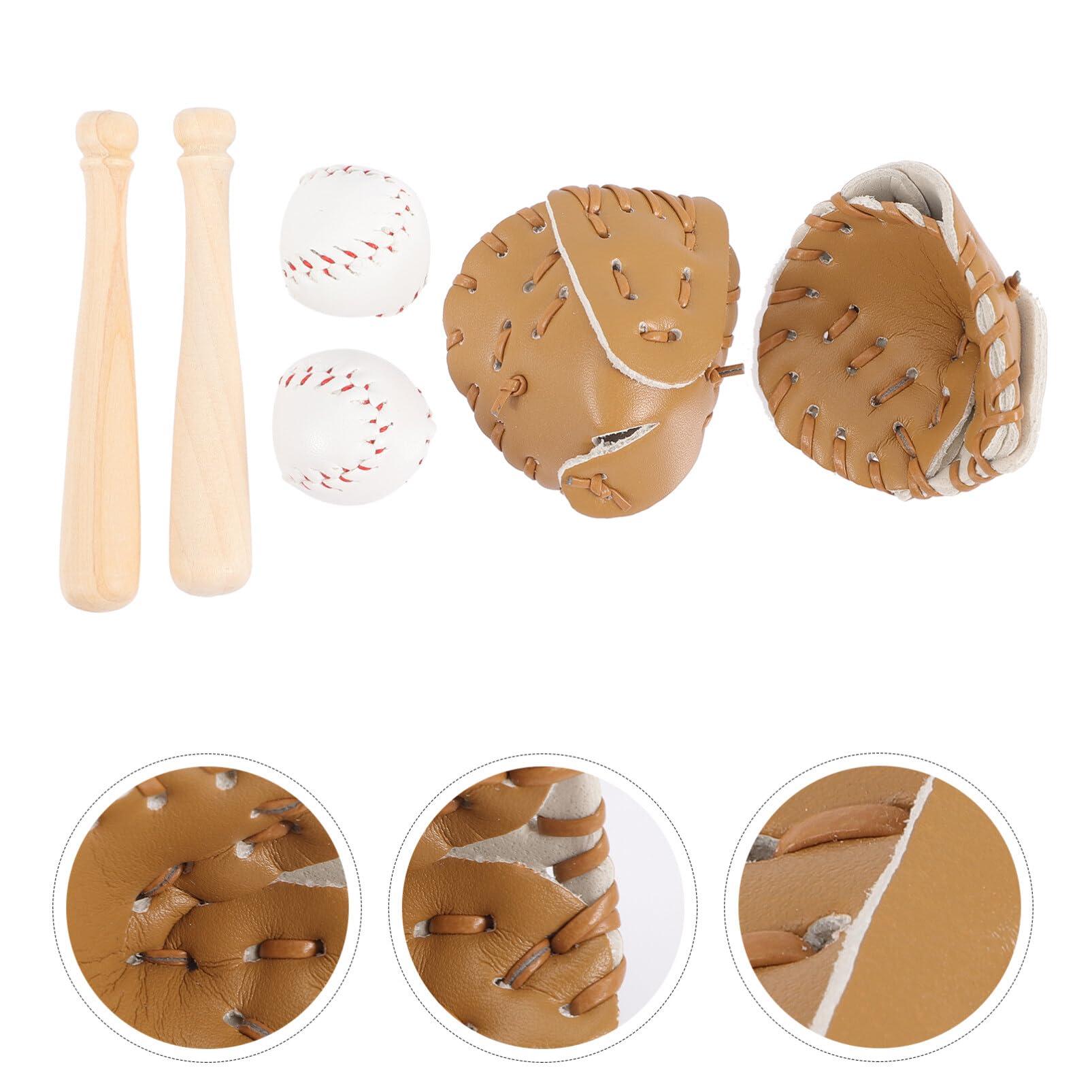 Gadpiparty Gadpiparty Mini Baseball Bat 1:12 Miniature House Sports Baseball Bat Glove and Ball Set Mini House Decoration Accessories for Accessories Bat and Key Materials Decor 2 Sets