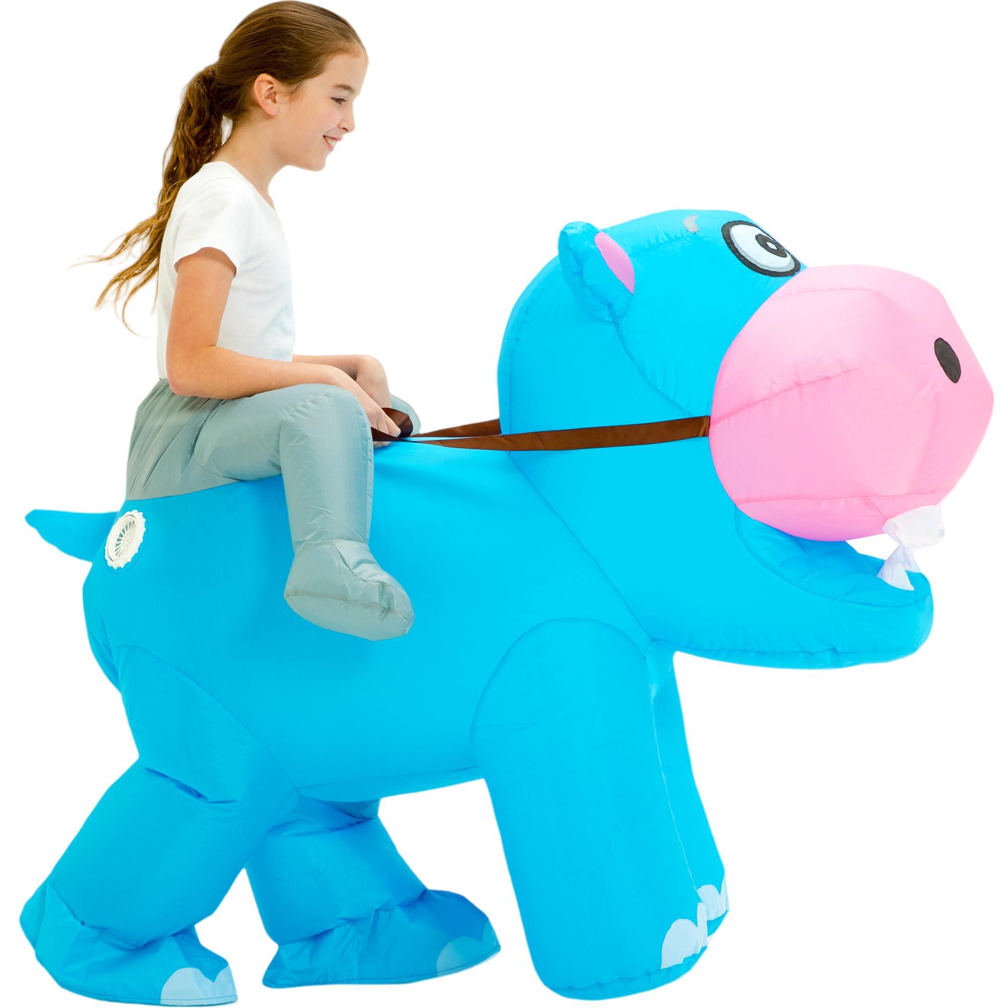 One Casa One Casa Blow Up Party Costume,Inflatable Costumes for Kids,Riding Hippo Costume,Halloween Costumes for Girls Boys (4-6YRS)