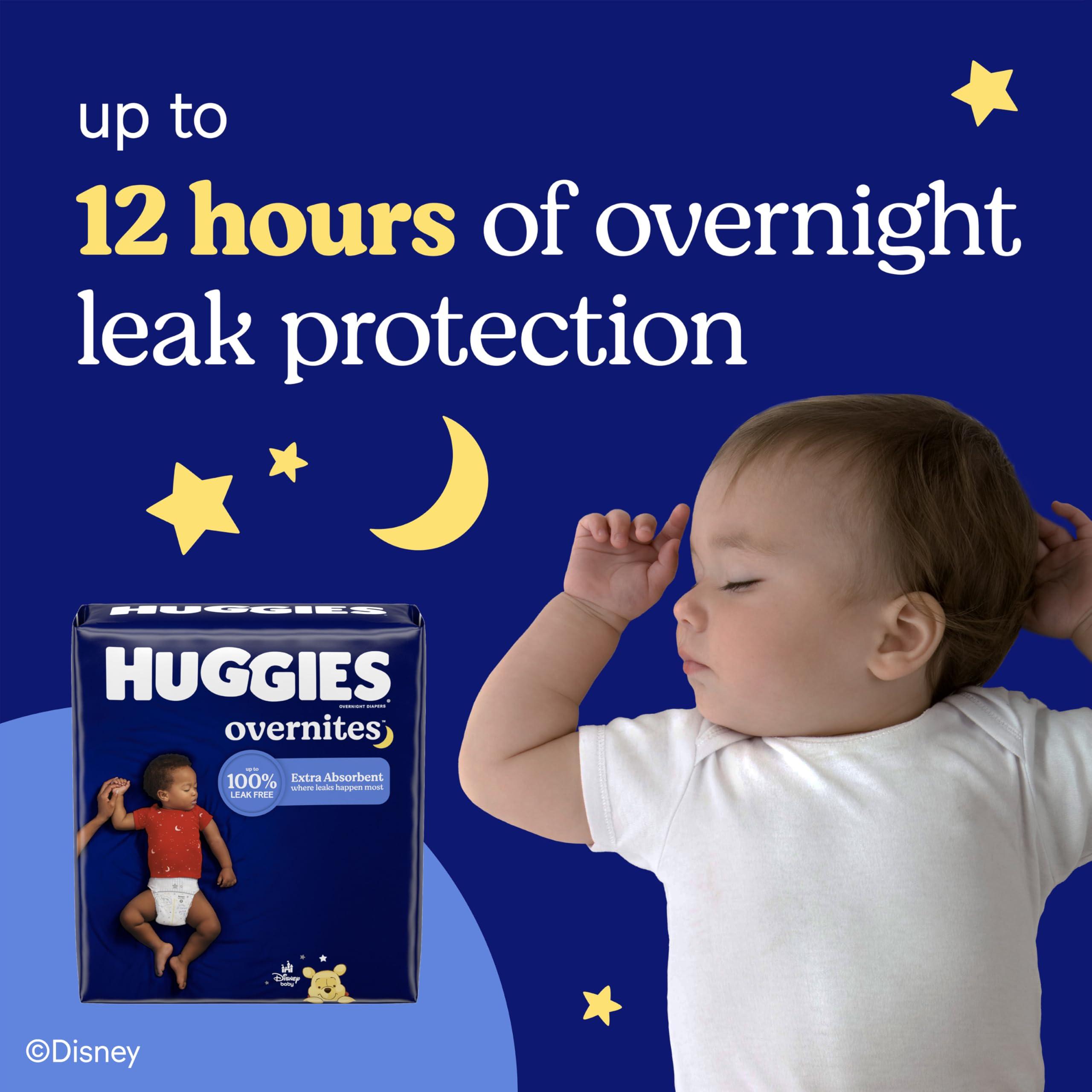 HUGGIES Huggies Size 3 Overnites Baby Diapers: Overnight Diapers, Size 3 (16-28 lbs), 132 Ct (2 Packs of 66)