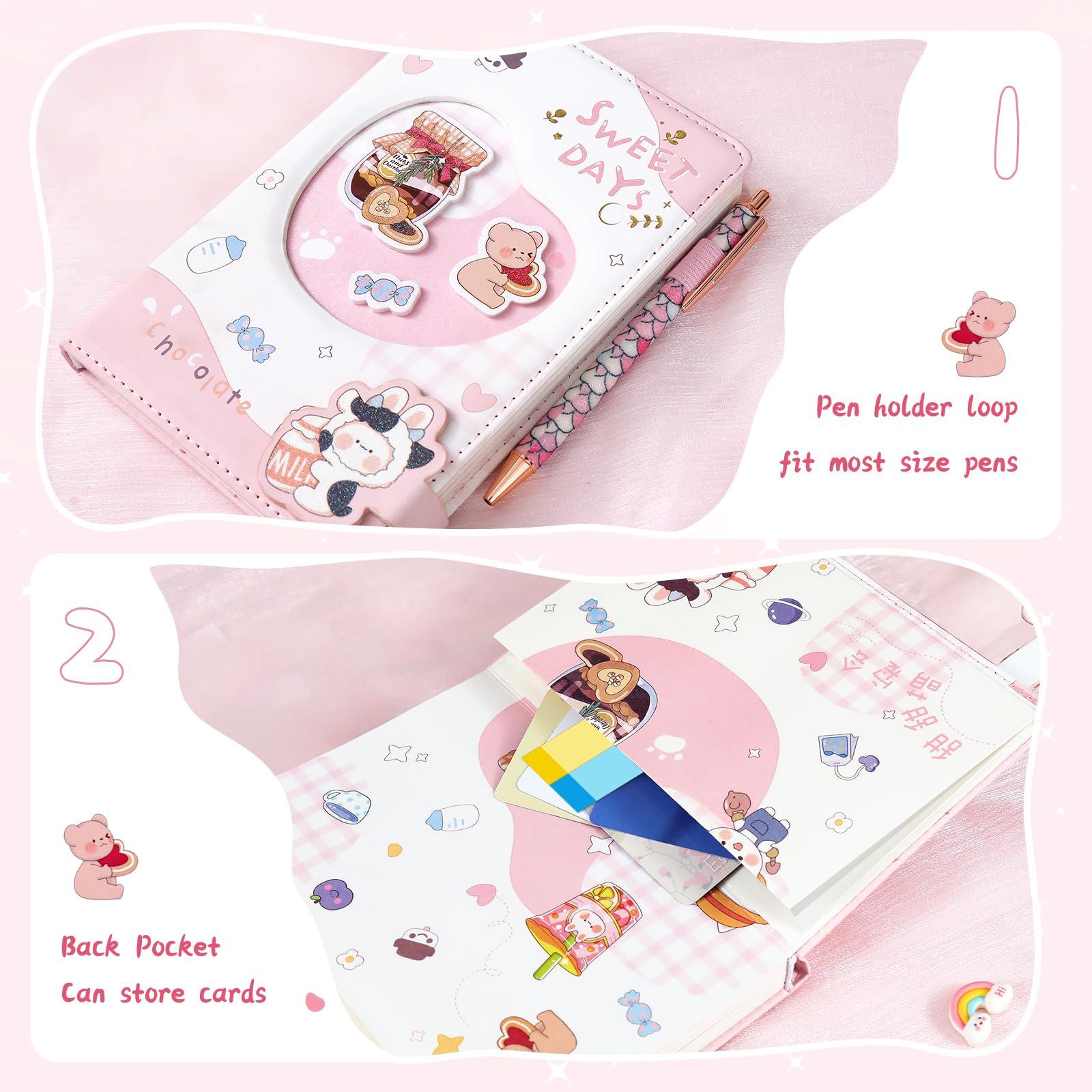 ADOUNOTES ADOUNOTES Cute Journal Notebook for Girls, Gifts for Teen Girls, Kawaii Journal Notebook Sweet Days Series, PU Leather Cover Journal Diary Notebook with Magnetic Buckle 224pages