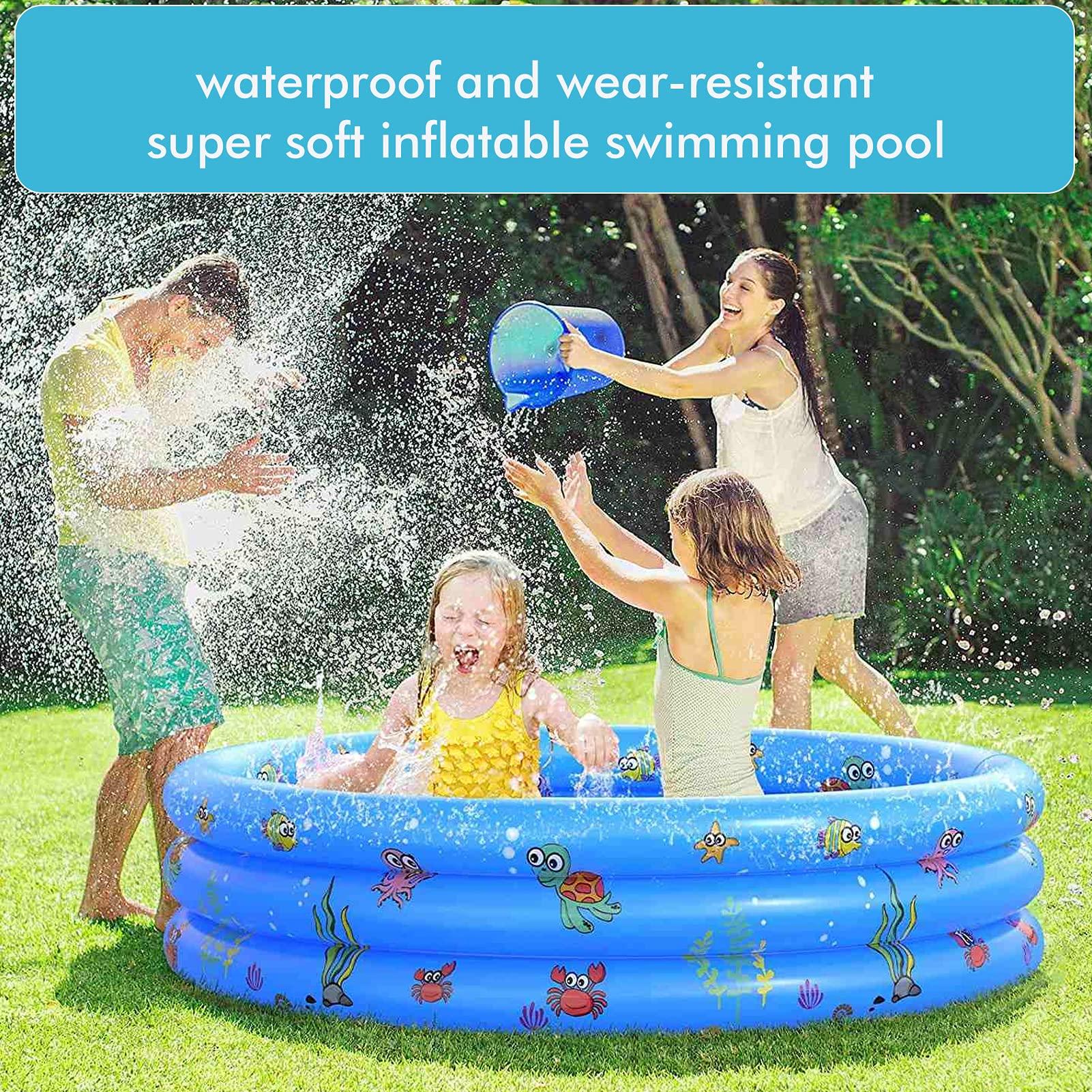 ToysCentral Basics Baby Pool, Indoor Outdoor Baby Swimming Pool, Round Inflatable Children Water Game Play Pool, Blue (150cm)