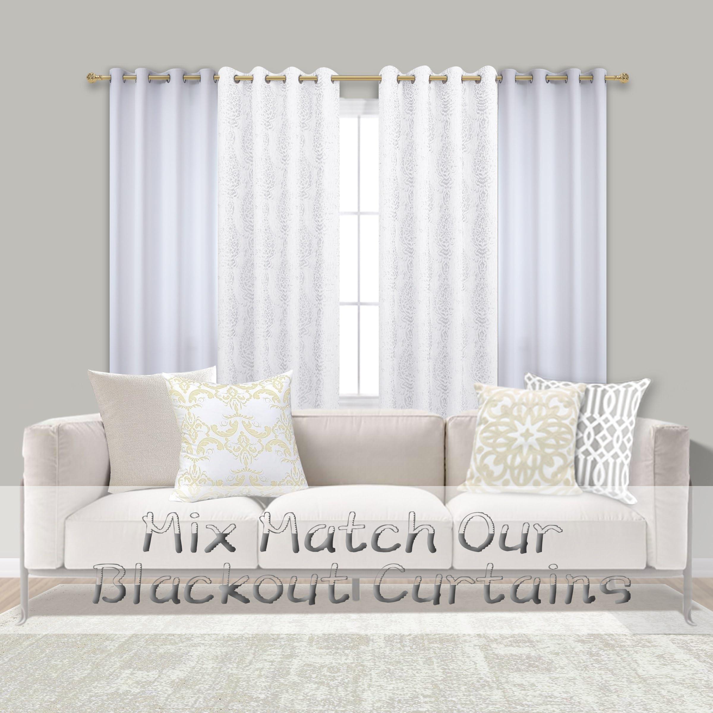 Mrs.Naturall Mrs.Naturall Small Window Curtains for Bedroom 2 Panels Set 45 in Long White Room Darkening Thermal Insulated Light Blocking Short Blackout Curtains for Bathroom Nursery 45 Inch Length