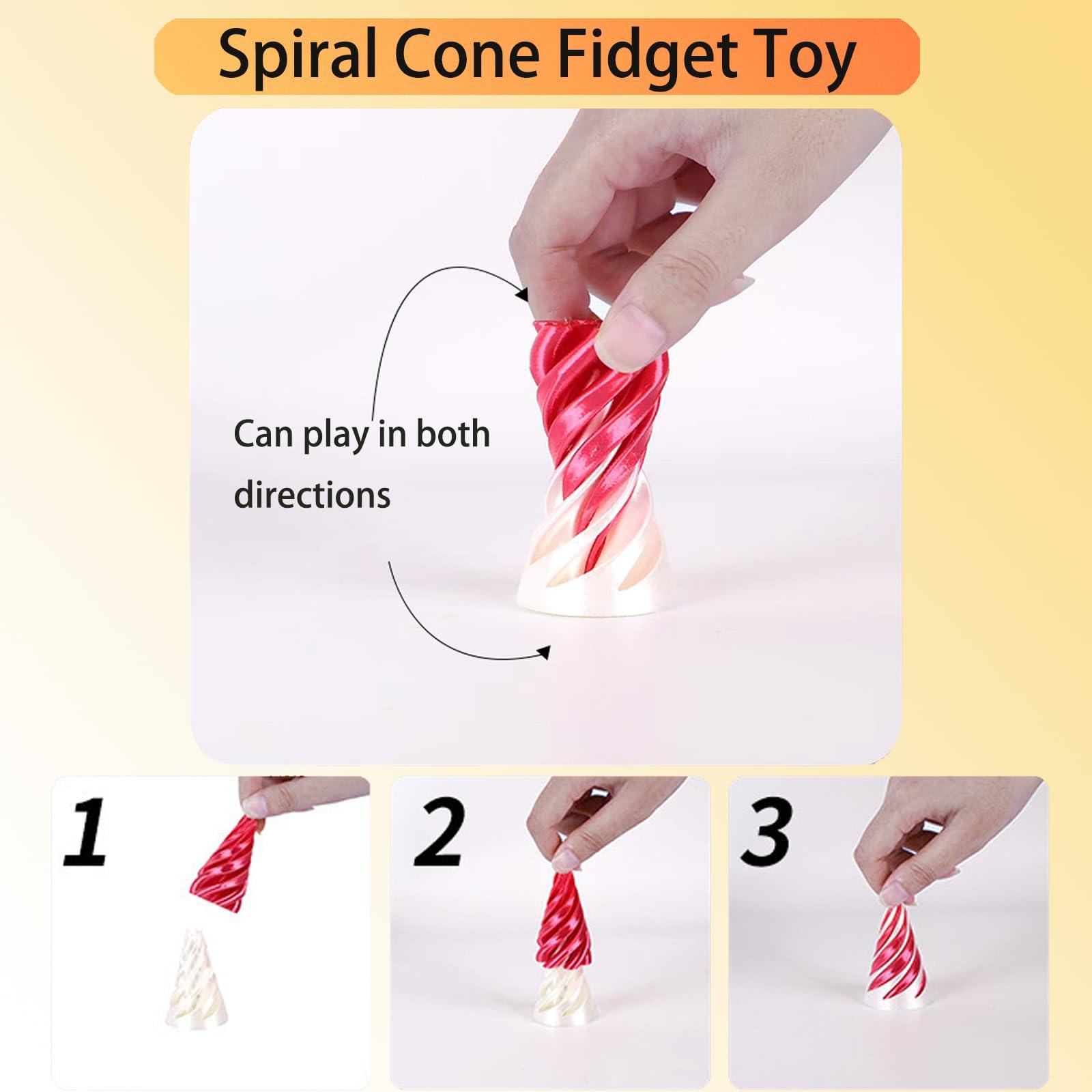 Lyzbbsoy 6Pcs Spiral Cone Fidget Toy,Impossible Cone Impossible Pyramid Passthrough Toy,3D Printed Spiral Cone Fidget Toy,Mini Vortex Thread Illusion Desktop Deco Souvenir Gift for Anxiety Relaxing