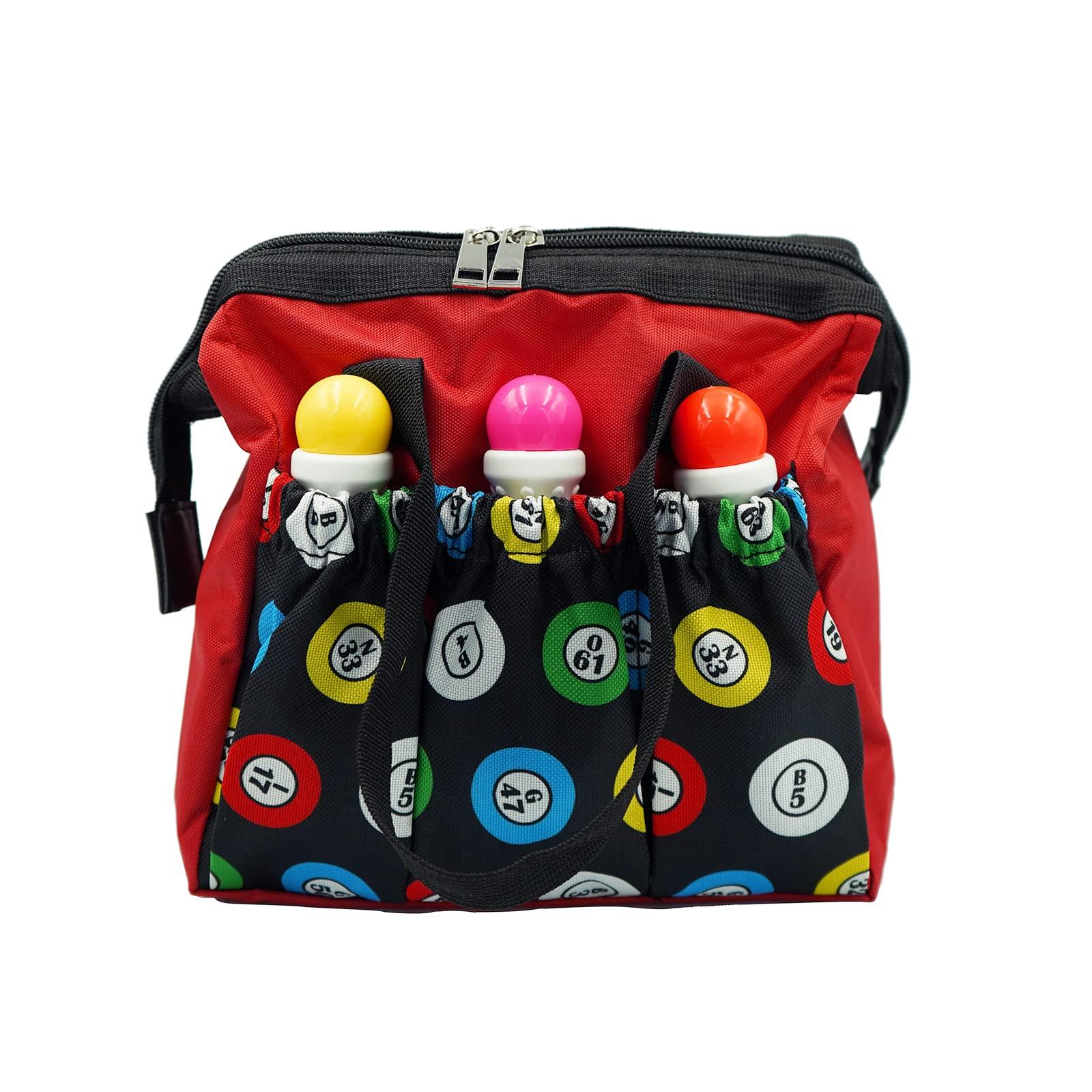 Yuanhe Yuanhe Bingo Dauber Bags with 6 Pockets Red Bingo Tote Bag