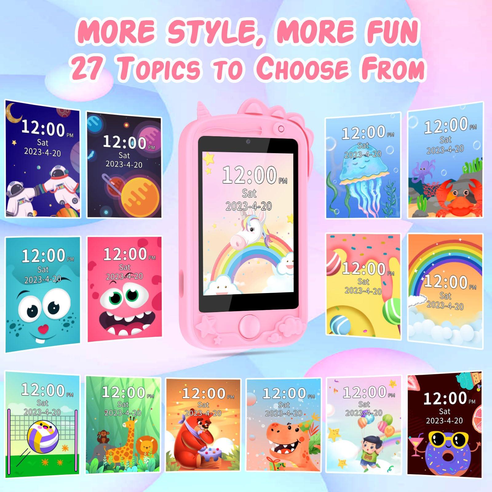 ele ELEOPTION Smart Phone for Kids Toys, Touchscreen Toy Phone for Girls Boys, Kids Phone with Games Interactive Learning Toys for 3 4 5 6 7 8 9 10 Year Old Christmas Birthday Gifts Pink