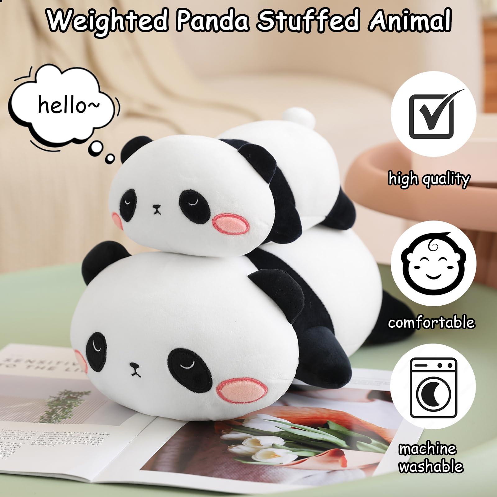 SQEQE SQEQE Weighted Panda Plush, Weighted Panda Stuffed Animal for Anxiety, Cute Panda Plushies Soft Panda Bear Pillow Toy Gift for Kids Adults 13.8 Inch, 1.6 lbs