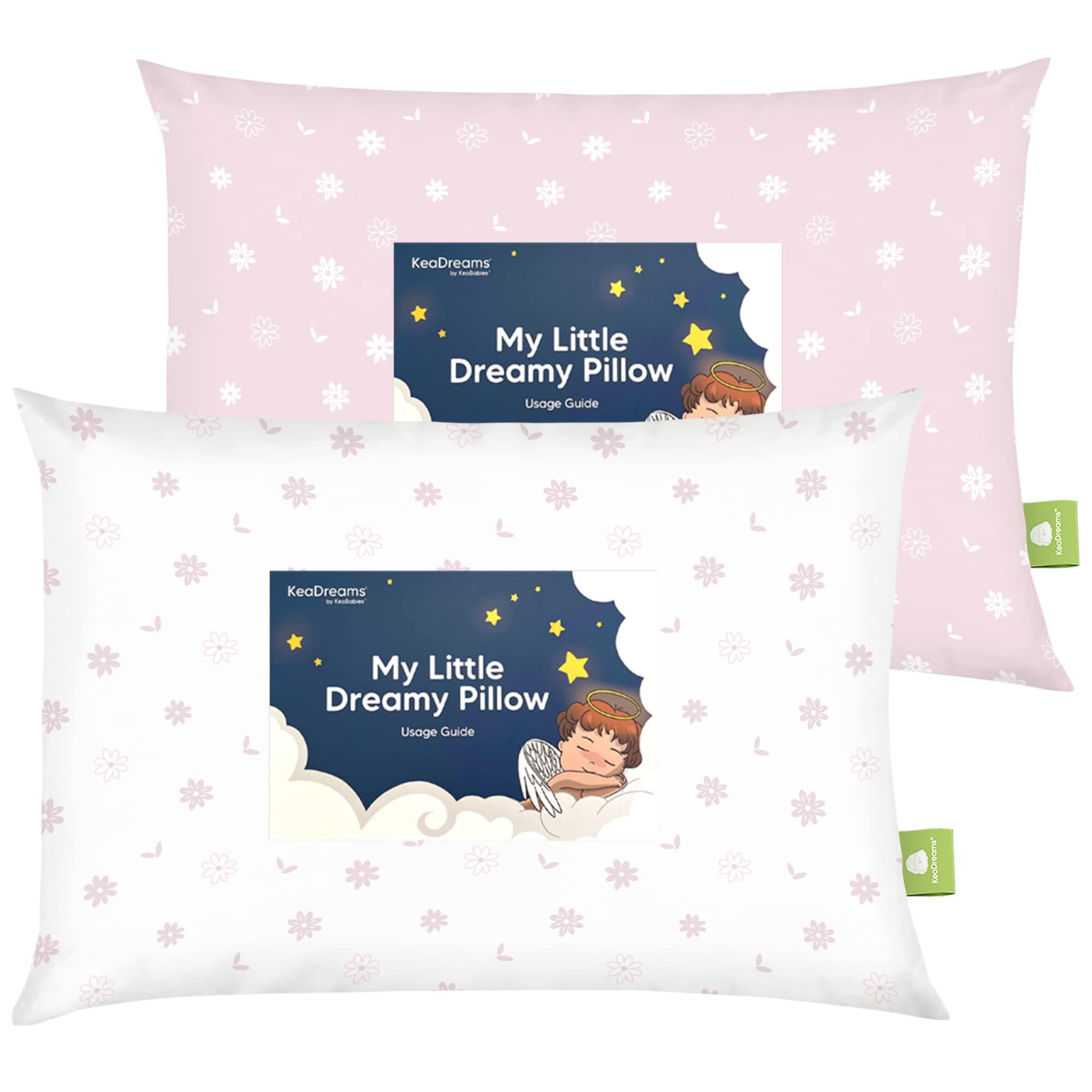 KeaBabies 2-Pack Toddler Pillow - Soft Organic Cotton Toddler Pillows for Sleeping - 13X18 Small Pillow for Kids - Kids Pillows for Sleeping - Kids Pillow for Travel, School, Nap, Age 2 to 5 (Daisy)