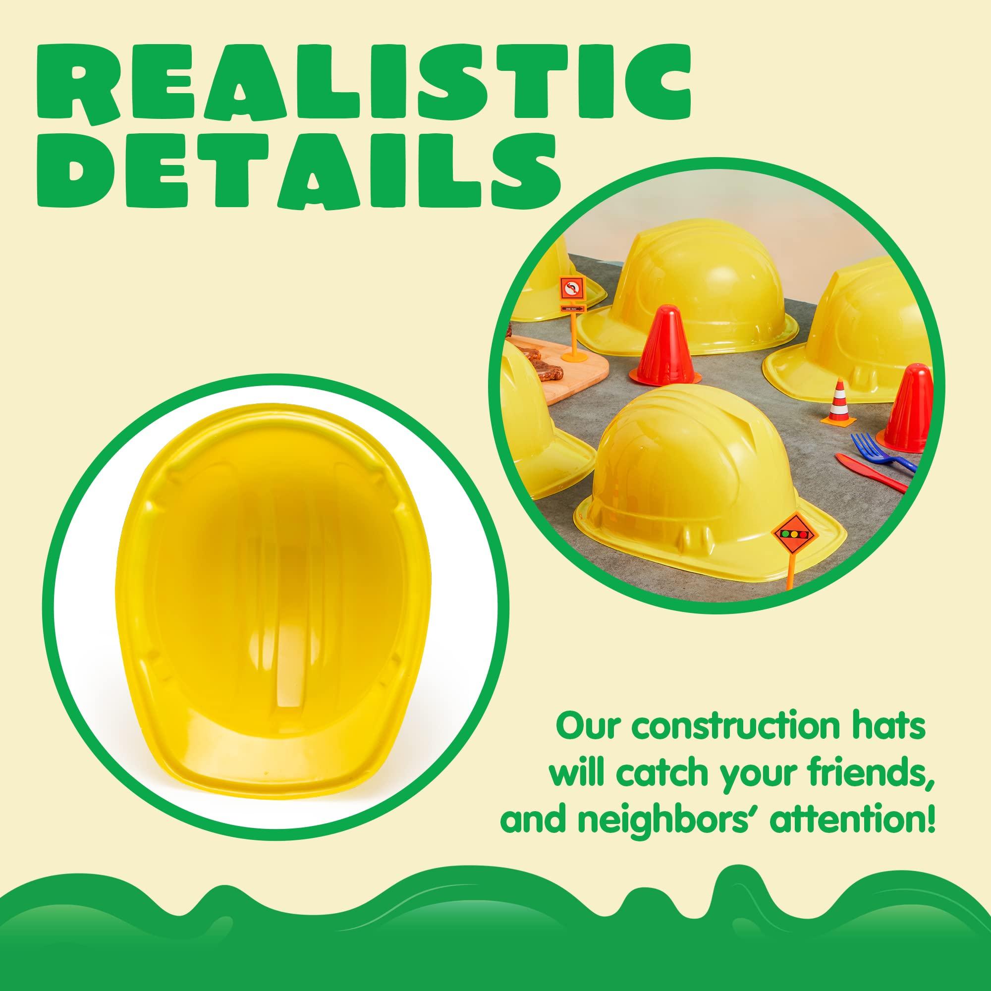 JOYIN JOYIN Construction Hard Hats, 24 Pcs Toy Plastic Kids Party Hats, Yellow, for Children Construction Birthday Party, Building Theme Party Favors