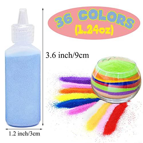 Guuozzli Guuozzli 36 PCS Art Sand,1.25oz DIY Arts and Crafts Kit,Scenic Sand Kit for Kids,DIY Sand Painting,Wedding Decoration Sand Bottles