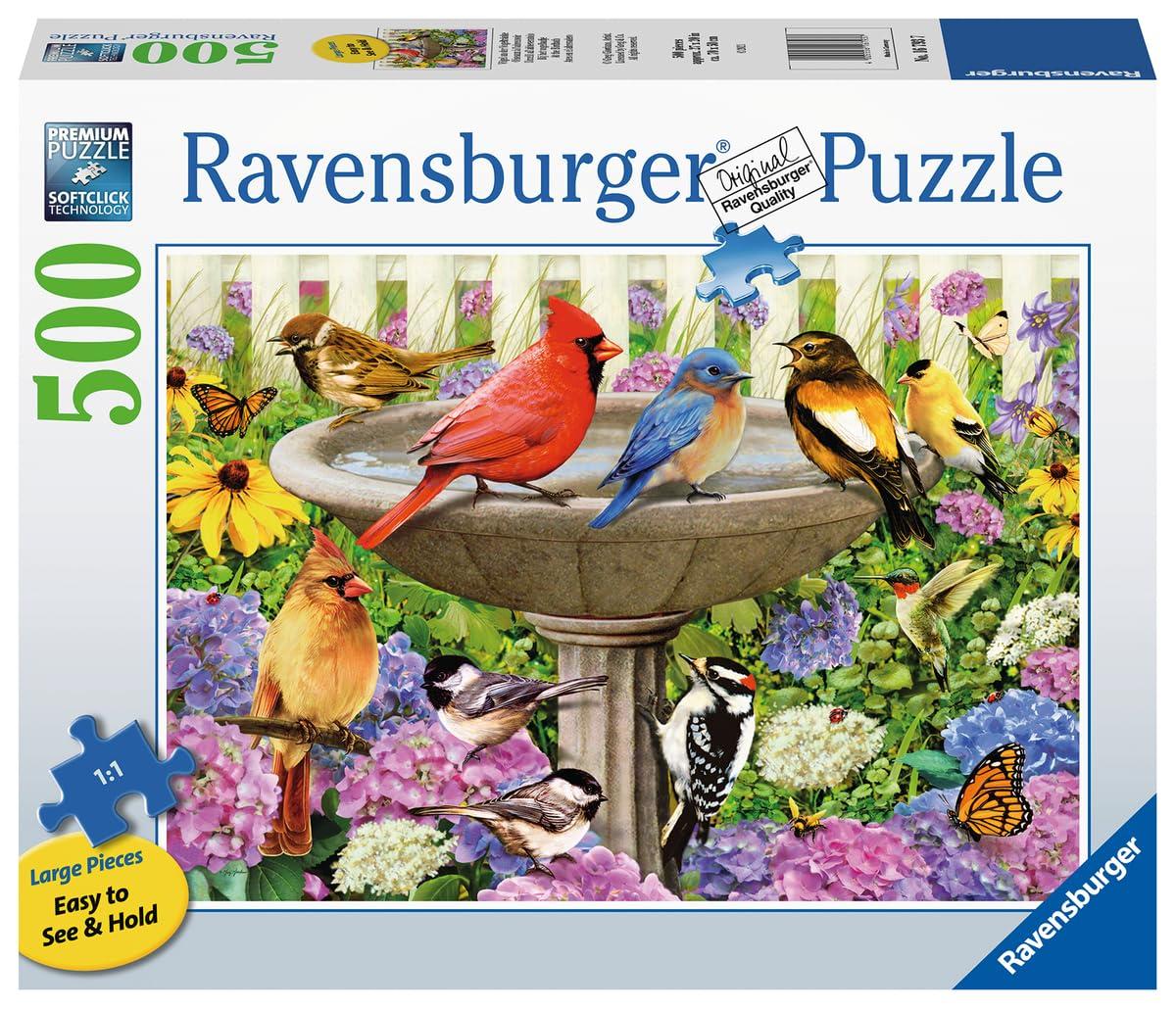 Ravensburger Ravensburger At The Birdbath 500-Piece Large Format Jigsaw Puzzle | Unique Softclick Technology | Vibrant, Glare Free | suitable for all ages | FSC Certified