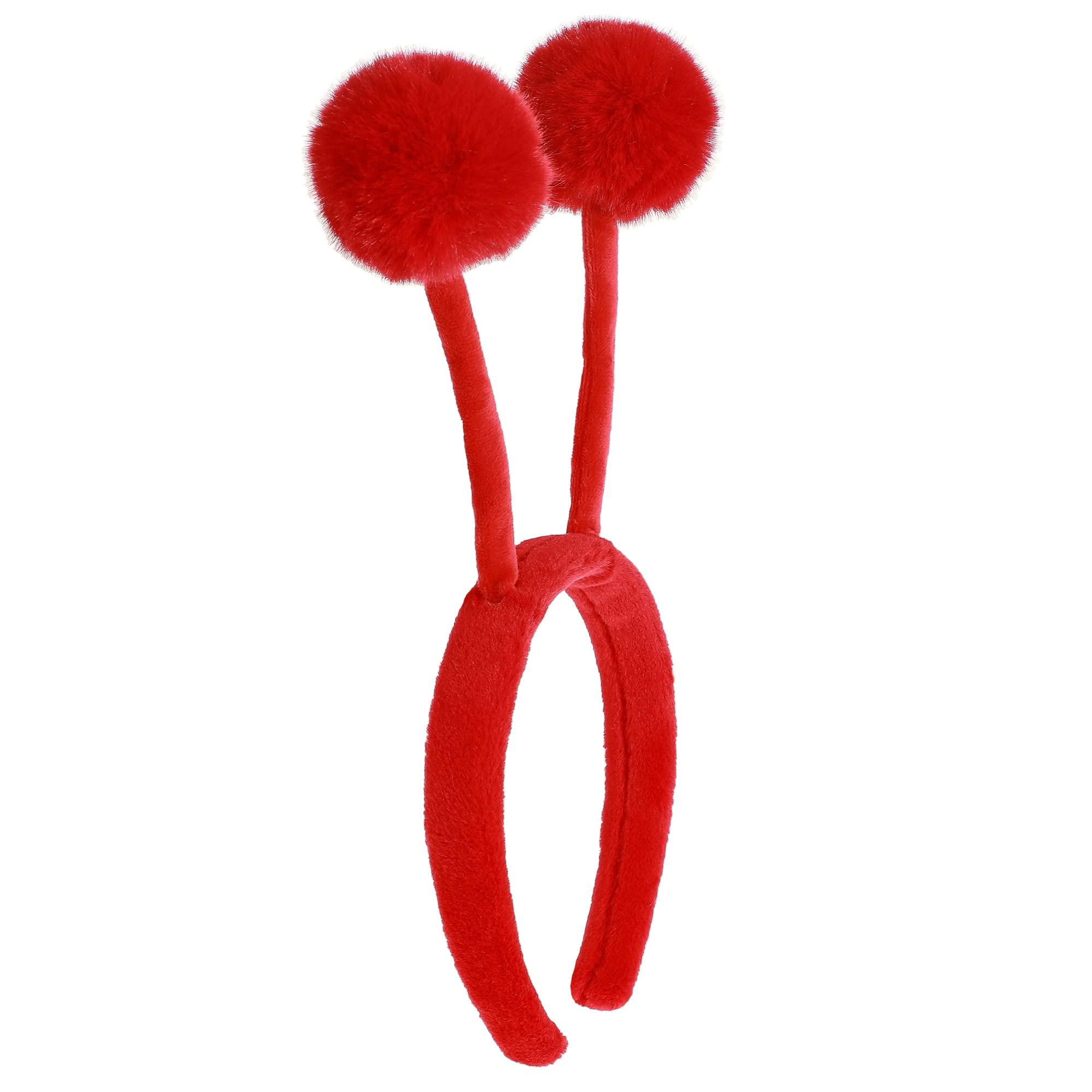 CHEU CHEU antenna headband costume as bee, snail, ant, insect props with bendable plush pom pom bopper (red)
