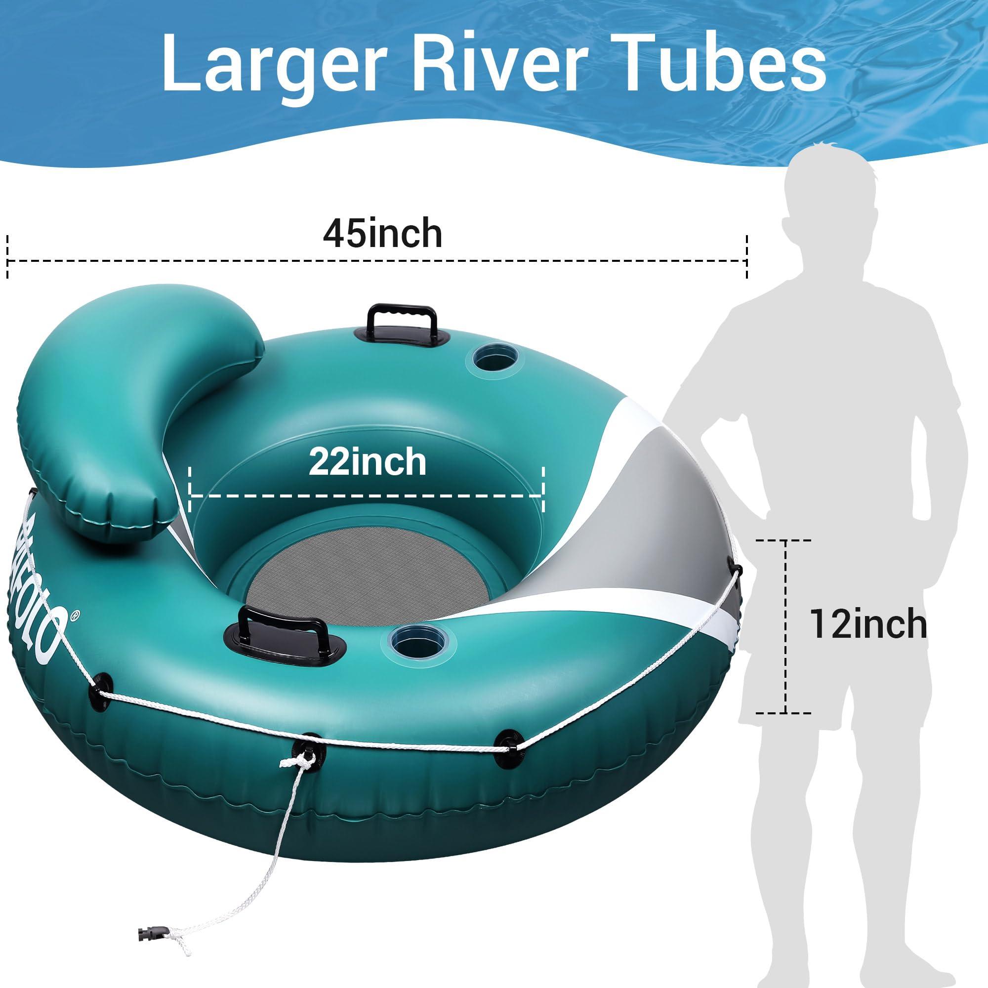 Pafolo River Tubes for Floating Heavy Duty, Pool Float Adult, 53" Inflatable Float Tube for Beach Lake Rafting, River Floats with Mesh Bottom
