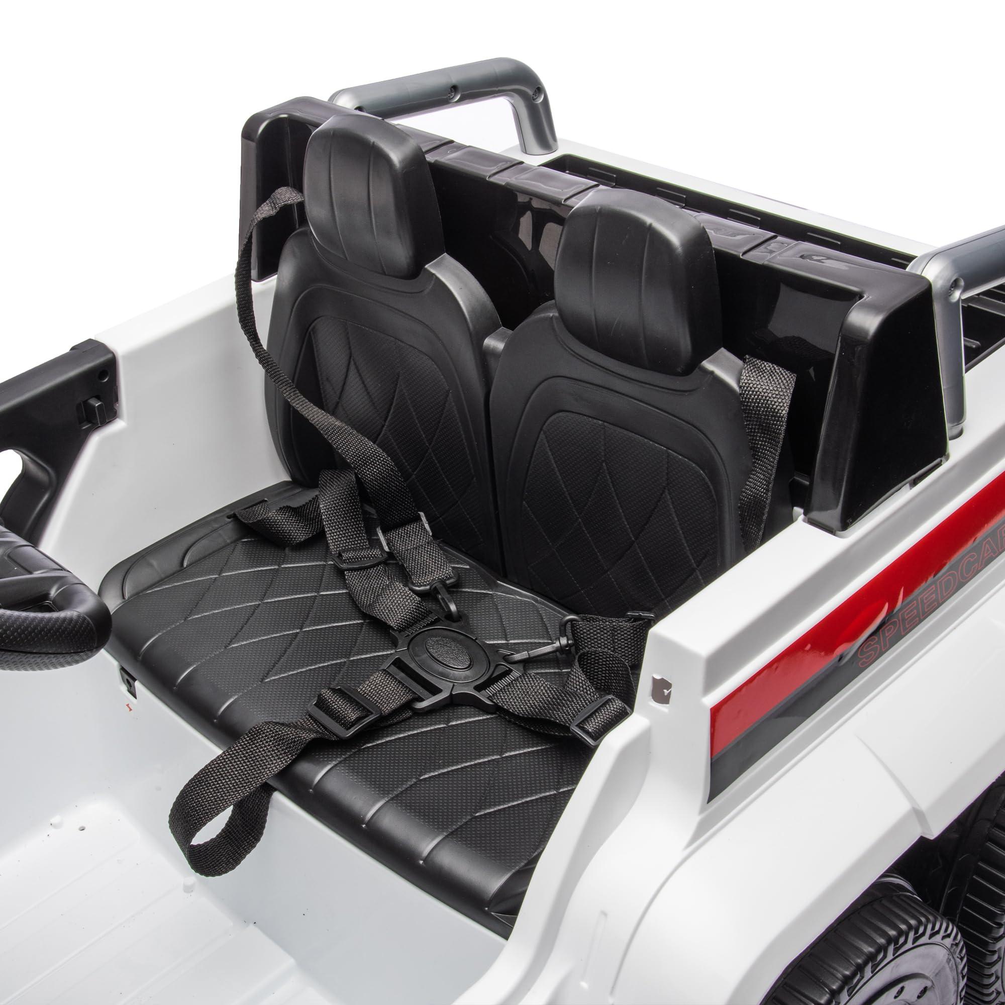 ToysCentral Basics 24V Ride On Car for Kids Battery Powered Ride On 4WD Toys with Remote Control,Parents Can Assist in Driving,Music and Lights,Five-Point Safety Belt (White)