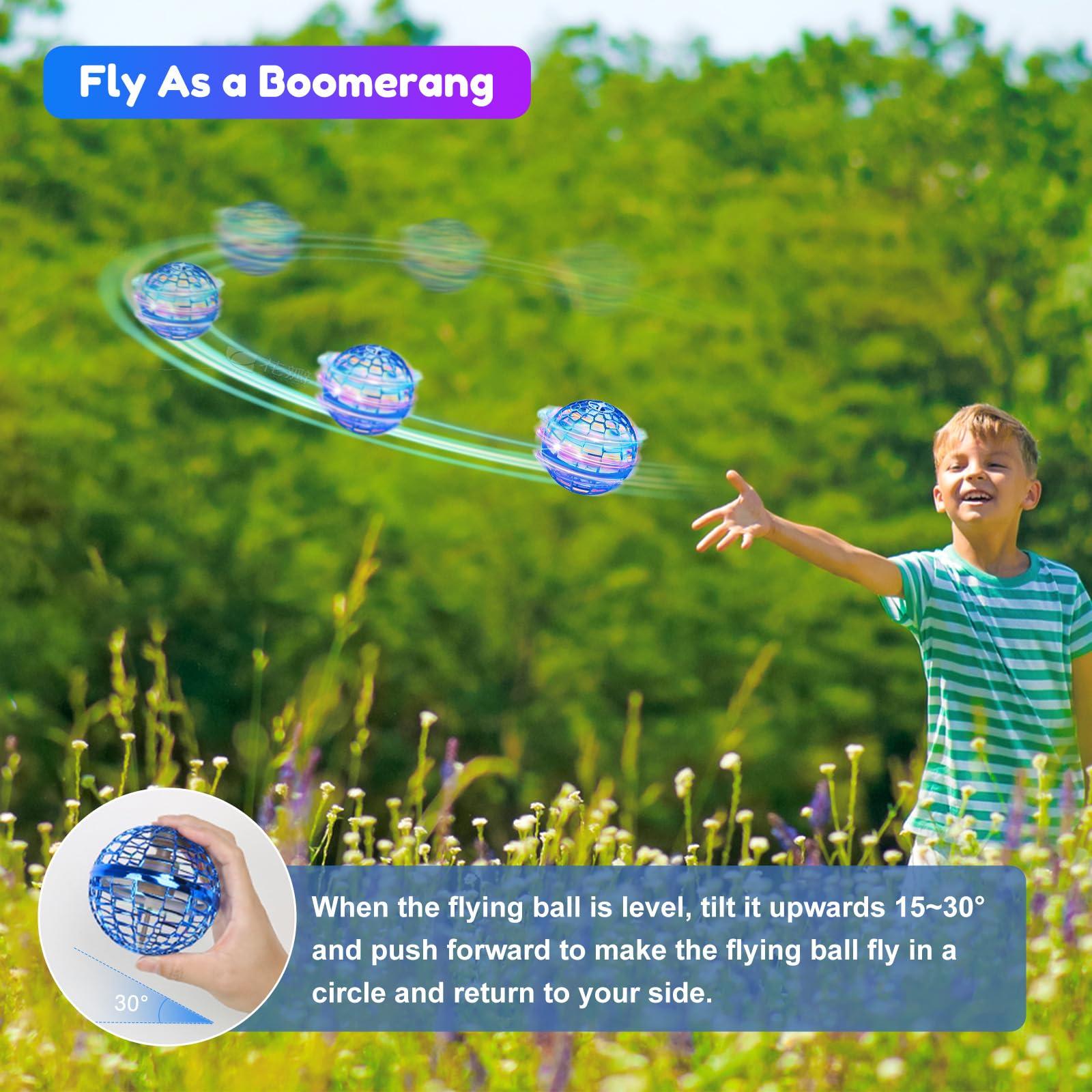 Kidsjoy Flying Orb Ball Flying Toys: Fly Orb Hover Ball Floating Boomerang Spinner Spinner Drone Flying Boomerang Balls, Cool Toys Gifts for 6 7 8 9 10 12 13 14 15 Year Old Boys Girls Teens(Blue)