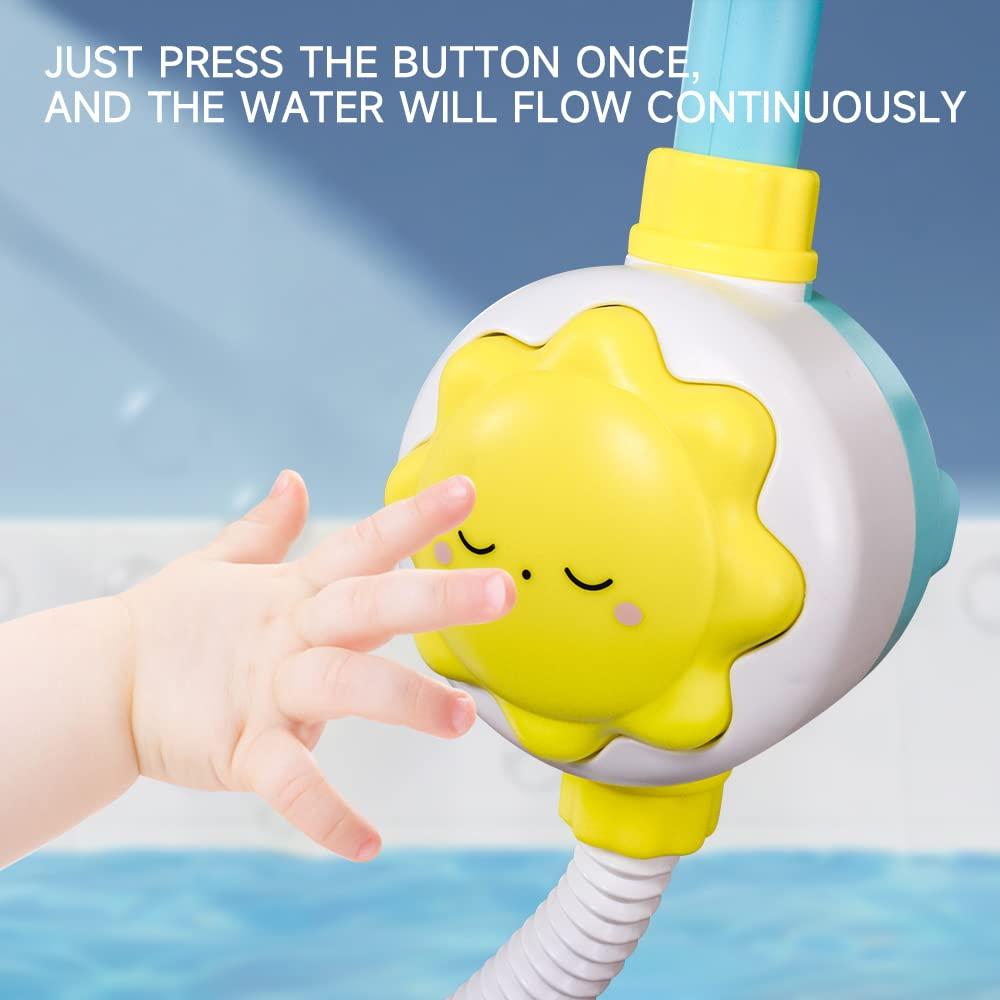OWNONE 1 Baby Bath Toy Shower Head - OWNONE 1 Bathtub Shower Sprayer, Bath Toy for Toddlers Ages 1-3, 2-4 Years Old, Infant Baby Bath Toy 6-12, 12-18 Months - Includes 1 Cloud Shower Head & 3 Suction Spinners
