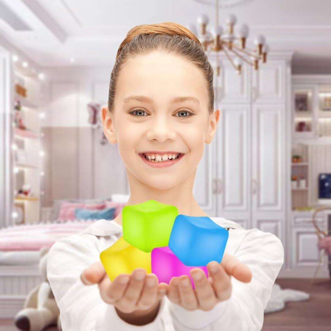 salepo 4Pcs Stress Cube Fidget Toys for Party Favors, Squishy Fidget Toys for Anxiety Relief, Slow Rise Squishy Sensory Cube for Classroom Prizes, Soft Fidget Stress Cube Toys for Students Kids Adults