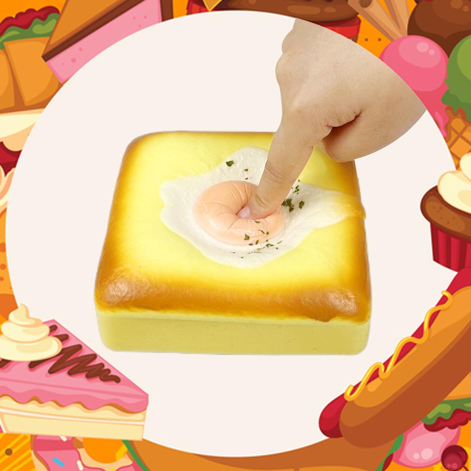 funnysquee funnysquee Egg Toast Squishies Super Soft Slow Rising Toy Cute Scented Simulation Food Square Cake Squishys Stress Relief Squeeze Toys for Kid Halloween Christmas Birthday Gift (Egg Toast)