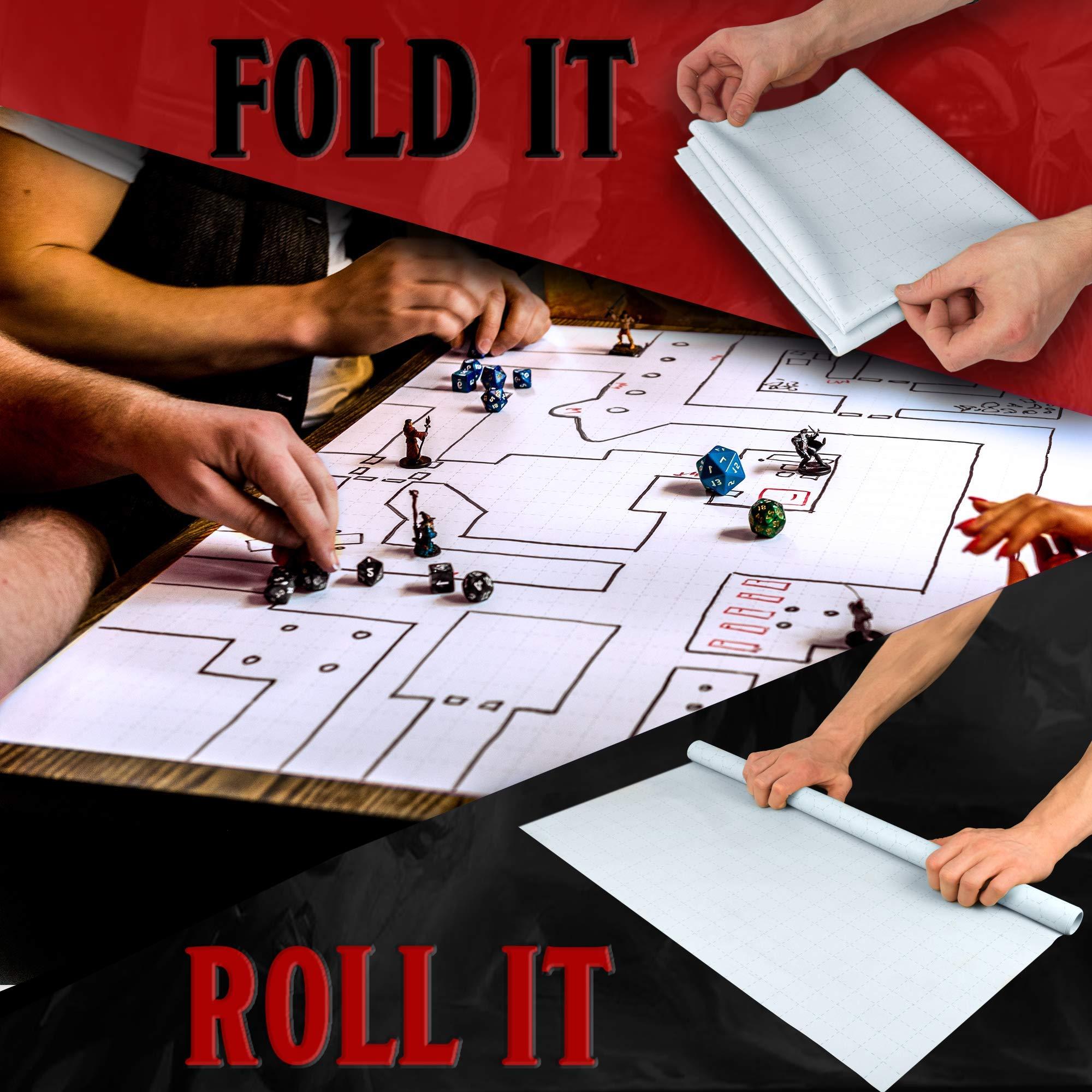 Ergon Games Ergon Games Silicone Battle Grid Mat for TTRPG | White 2\' x 3\' Dungeon Master Mat. for use with Dry Erase Markers.
