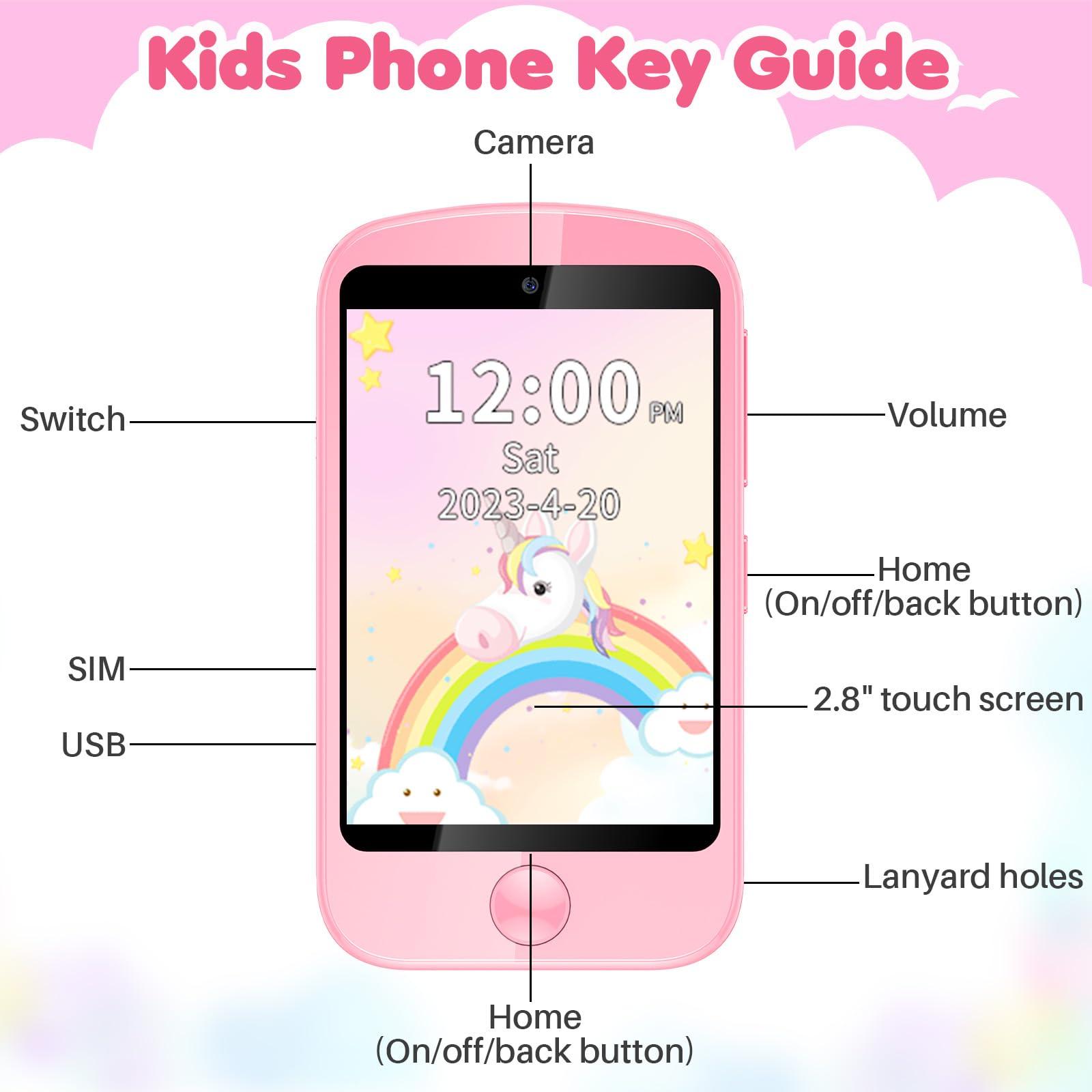 ele ELEOPTION Smart Phone for Kids Toys, Touchscreen Toy Phone for Girls Boys, Kids Phone with Games Interactive Learning Toys for 3 4 5 6 7 8 9 10 Year Old Christmas Birthday Gifts Pink