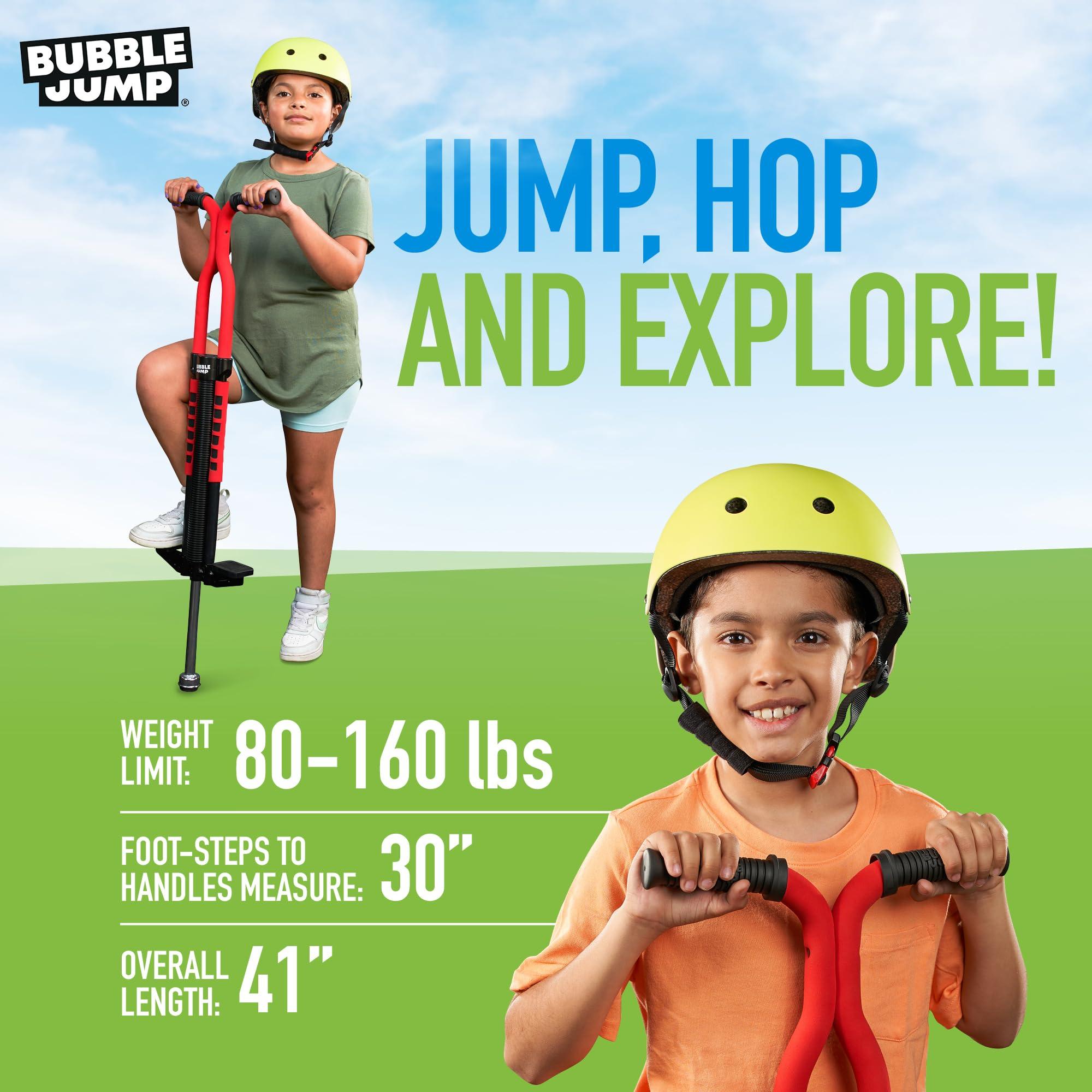 BUBBLE JUMP BUBBLE JUMP Pogo Stick for Kids Age 10 & up Red - for Boys, Girls, Teens & Adults 80 to 160 Lbs - Easy Grip Rubber Handle Master Jumper Pogo Sticks - High Jumping Kids Pogo Stick
