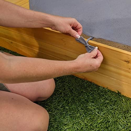 KidKraft KidKraft Wooden Backyard Sandbox with Built-in Corner Seating and Mesh Cover, Kid's Outdoor Furniture, Honey, Gift for Ages 2-8
