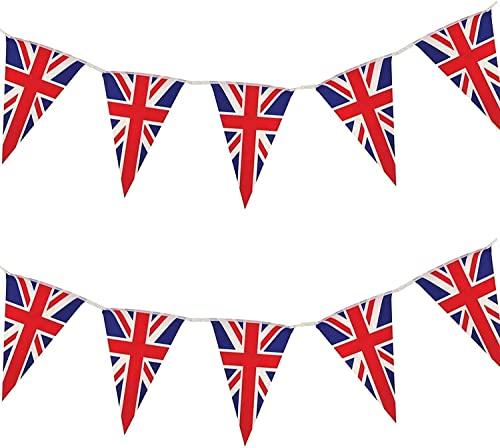 Shatchi SHATCHI 70 Ft Union Jack 50 Triangle Bunting Plastic Olympics Britain Flags Banner UK Decorations, 20m/65ft