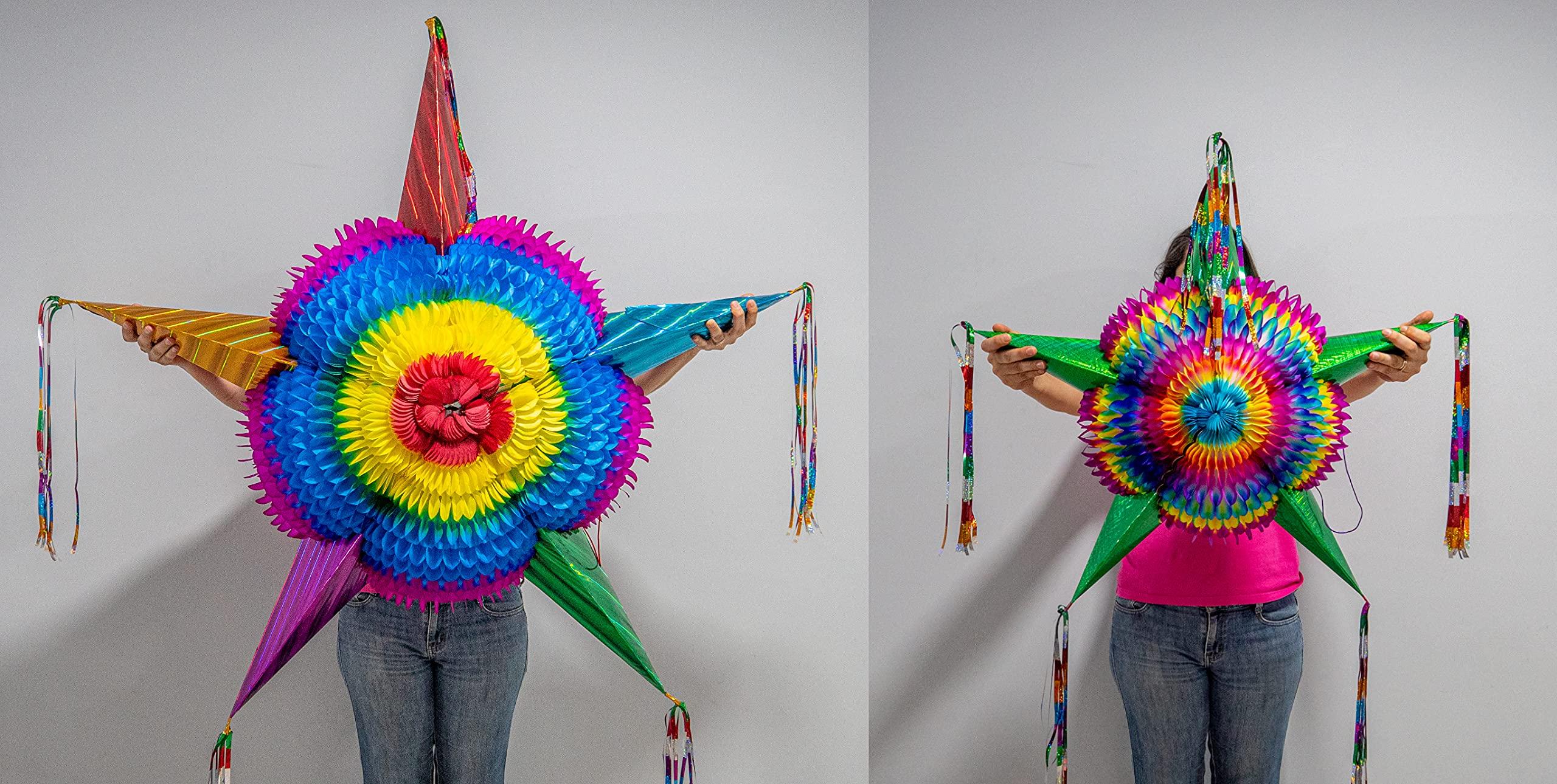 Celly Party Giant Extra Large Pinata,52 Inch Large Really Big Star Piata Mexicana, Dia de Los Muertos,Huge Colorful Foldable Pinata
