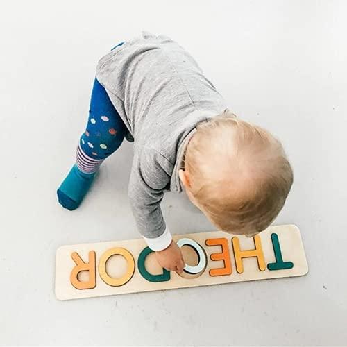 weiyou weiyou Personalized Name Puzzle,Custom Baby Name Puzzle Handmade Toy Toddler Toys Baby Name Sign Toddler Toys Custom 1st Birthday Gift Wood Puzzle (Color 4,2 Letters)